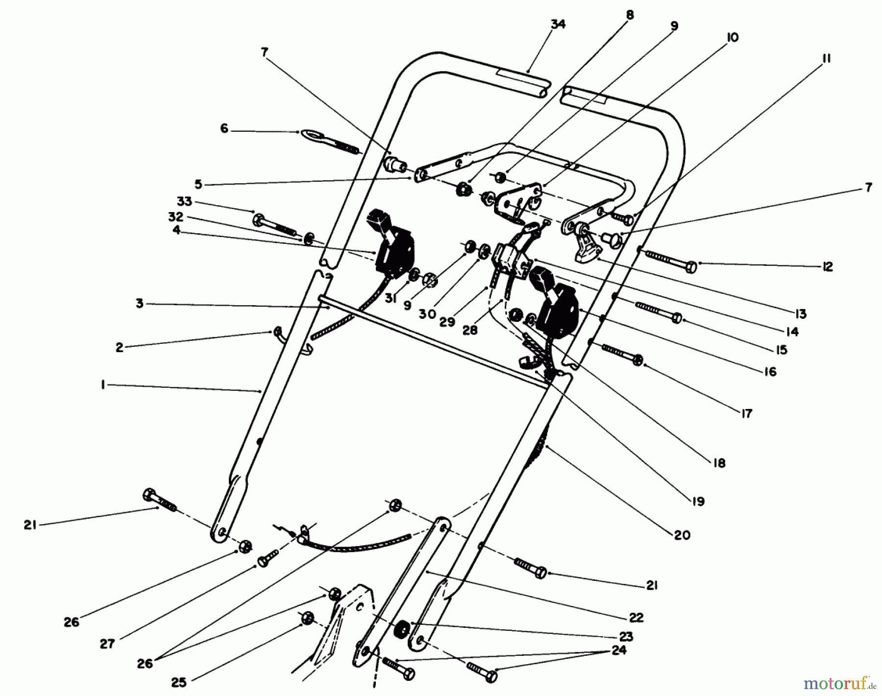  Toro Neu Mowers, Walk-Behind Seite 1 20611 - Toro Lawnmower, 1989 (9000001-9999999) HANDLE & TRACTION CONTROL ASSEMBLY