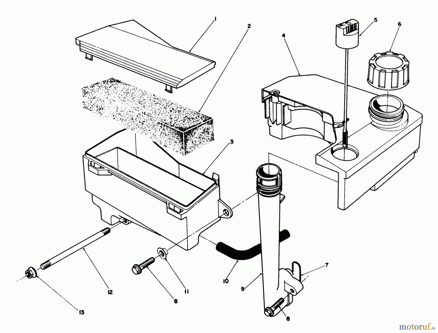  Toro Neu Mowers, Walk-Behind Seite 1 20620 - Toro Lawnmower, 1988 (8000001-8999999) AIR CLEANER & FUEL TANK ASSEMBLY (MODEL NO. VMH7)