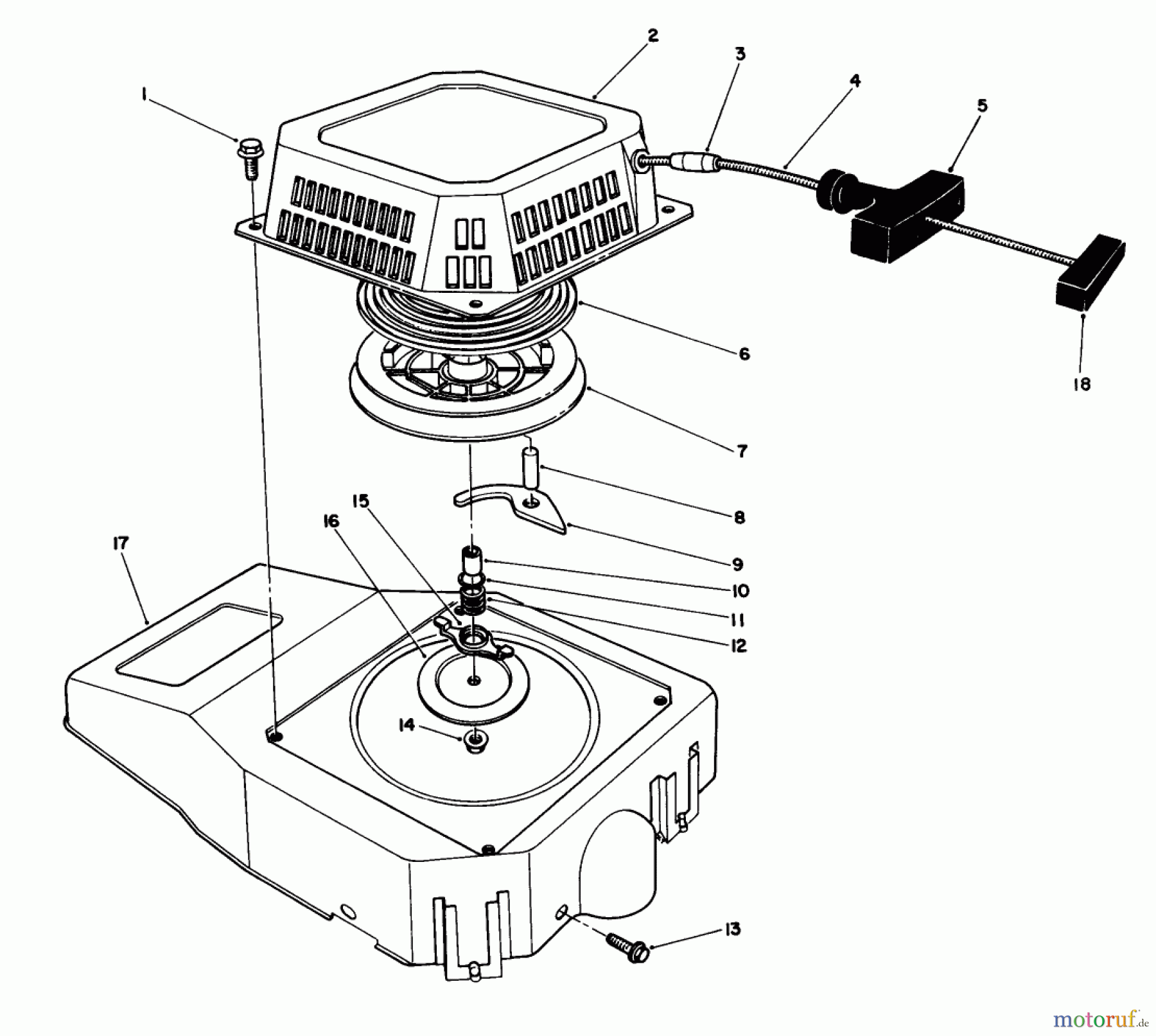  Toro Neu Mowers, Walk-Behind Seite 1 20620 - Toro Lawnmower, 1988 (8000001-8999999) RECOIL ASSEMBLY (MODEL NO. VMH7)