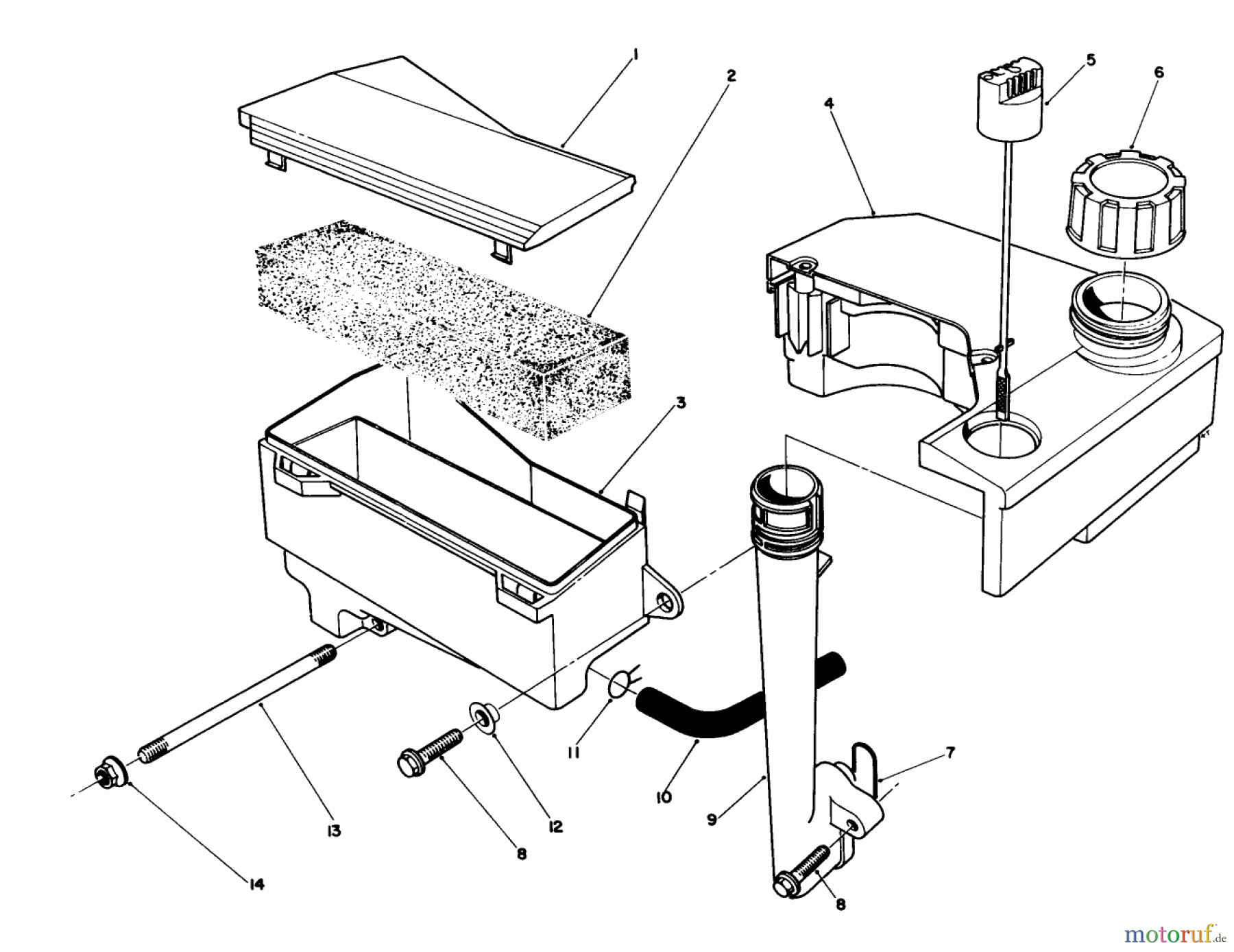  Toro Neu Mowers, Walk-Behind Seite 1 20622 - Toro Lawnmower, 1987 (7000001-7999999) AIR CLEANER & FUEL TANK ASSEMBLY (MODEL NO. VMF5 & VMG6)