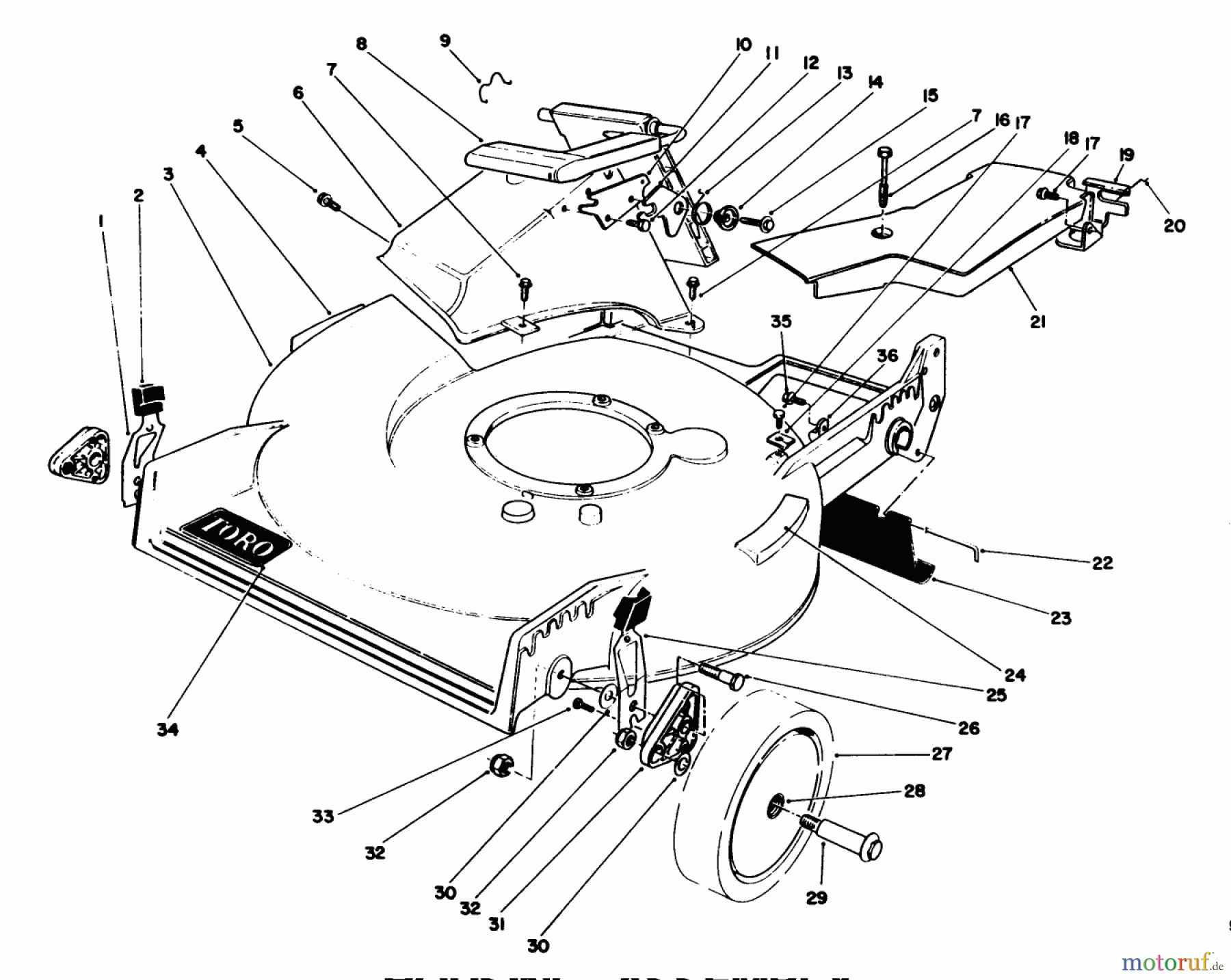  Toro Neu Mowers, Walk-Behind Seite 1 20622 - Toro Lawnmower, 1990 (0000001-0003101) HOUSING ASSEMBLY