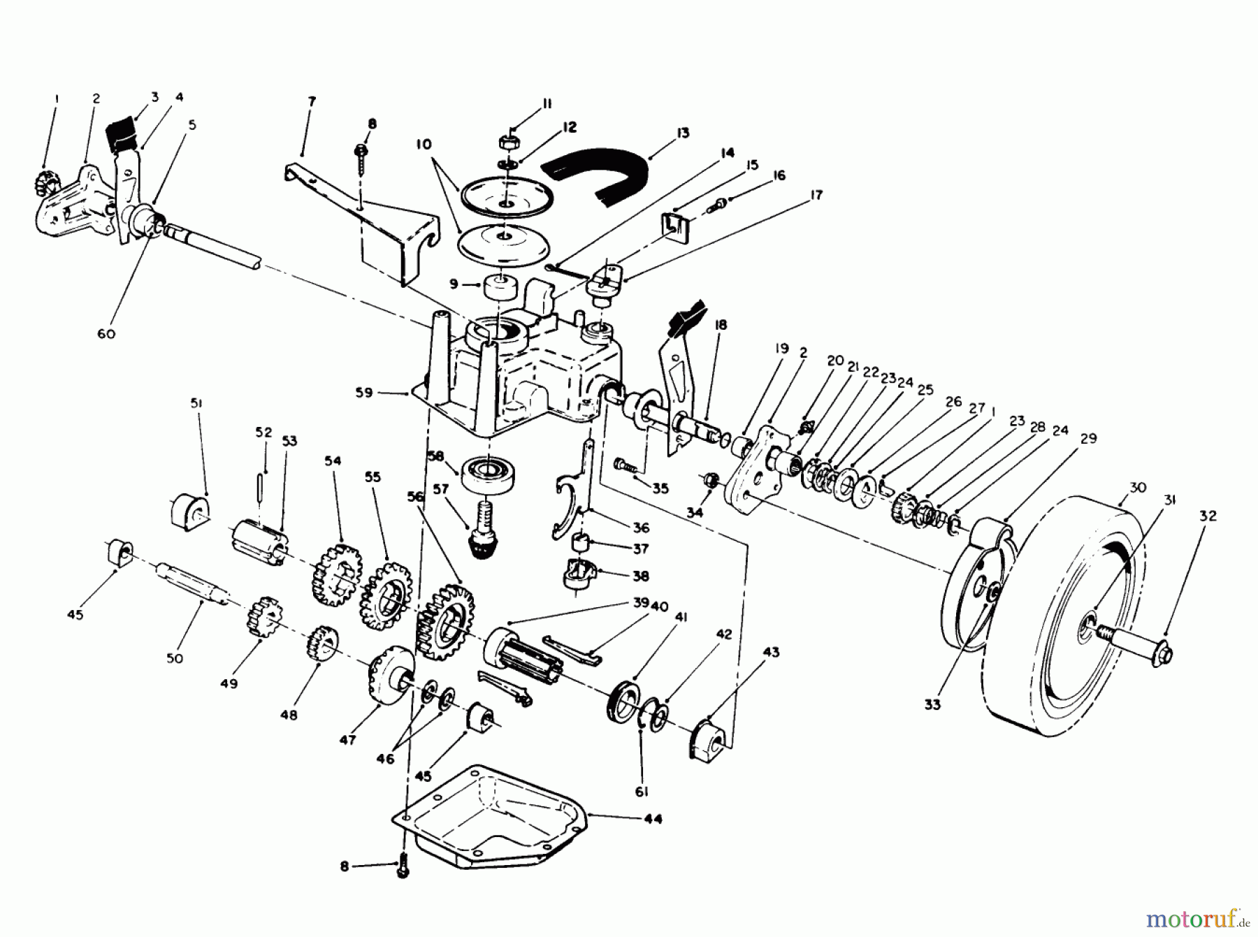  Toro Neu Mowers, Walk-Behind Seite 1 20622 - Toro Lawnmower, 1990 (0003102-0999999) GEAR CASE ASSEMBLY