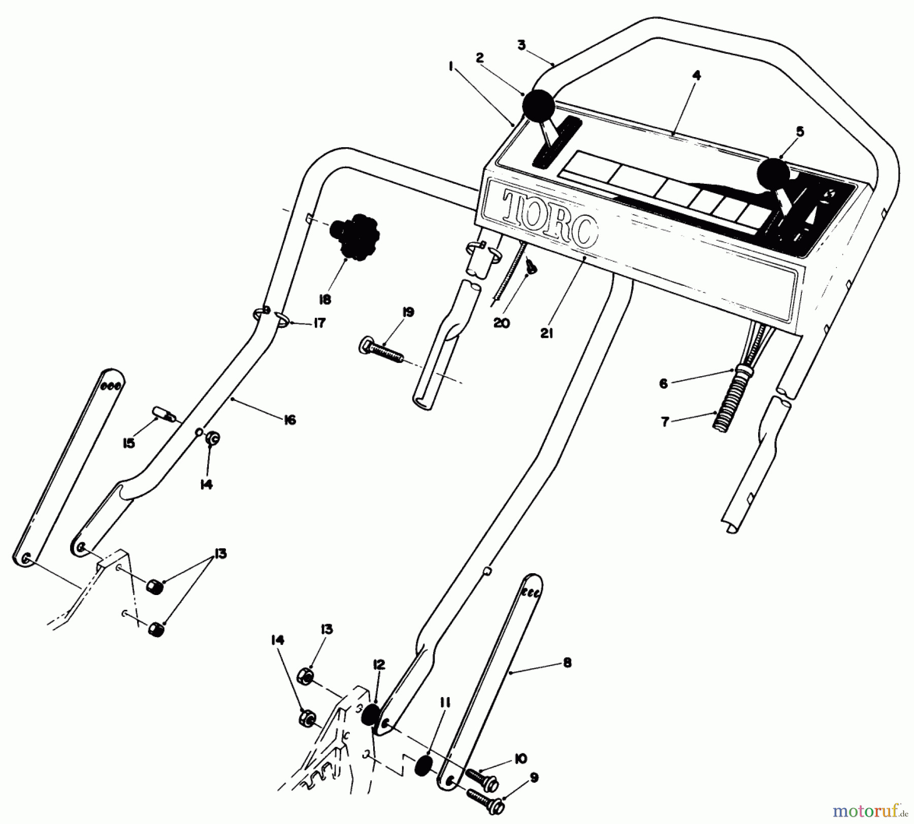  Toro Neu Mowers, Walk-Behind Seite 1 20622C - Toro Lawnmower, 1987 (7000001-7999999) HANDLE ASSEMBLY