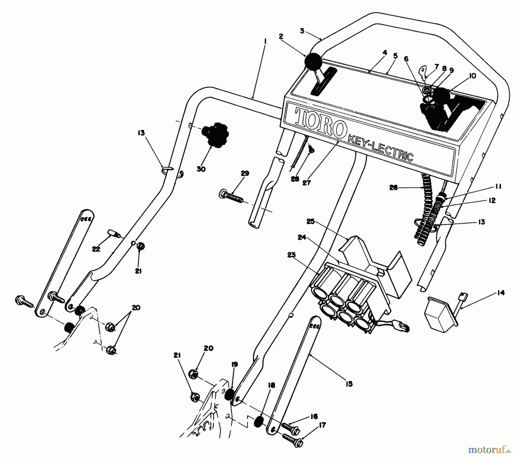  Toro Neu Mowers, Walk-Behind Seite 1 20624 - Toro Lawnmower, 1987 (7000001-7999999) HANDLE ASSEMBLY