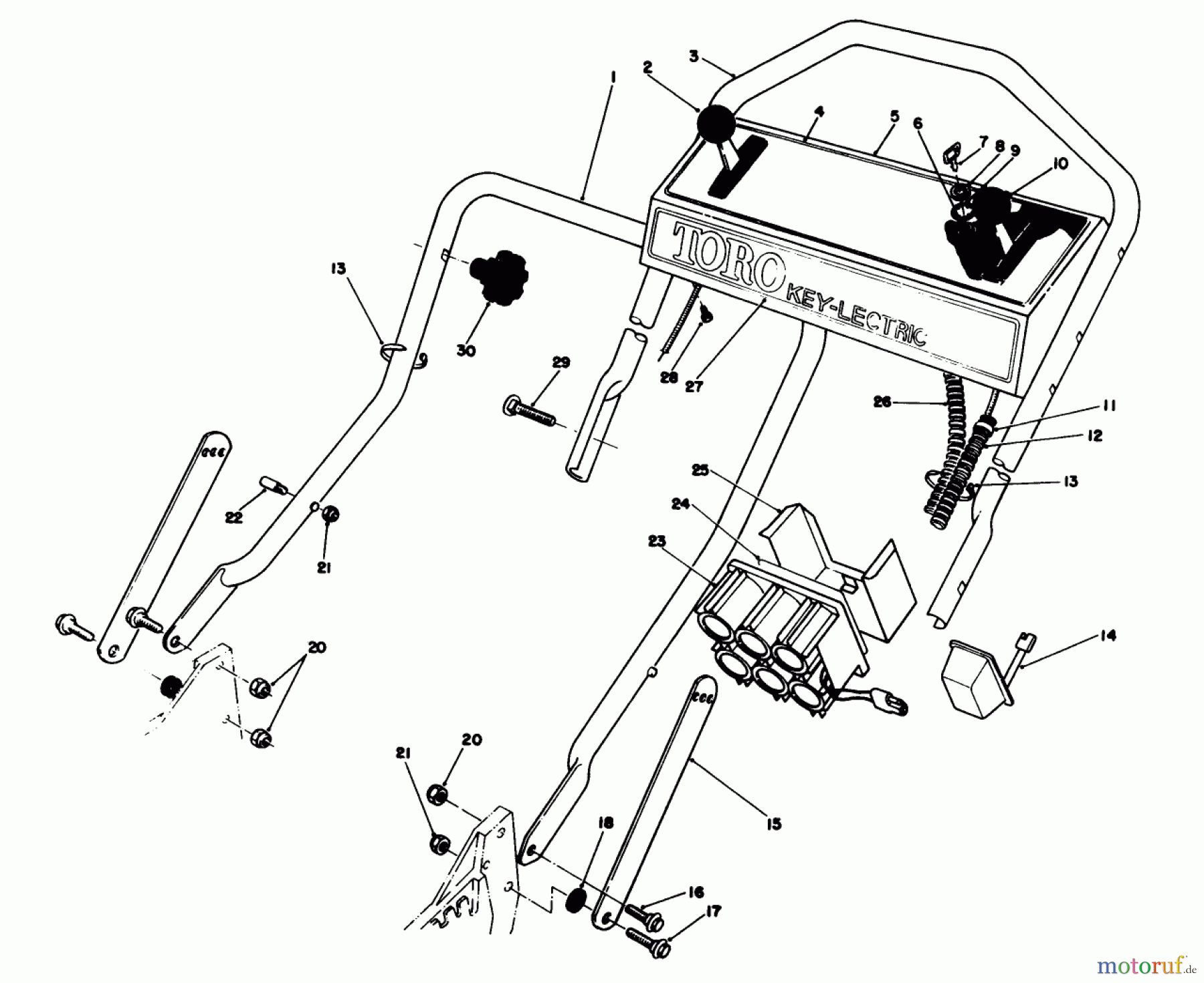  Toro Neu Mowers, Walk-Behind Seite 1 20624 - Toro Lawnmower, 1988 (8000001-8999999) HANDLE ASSEMBLY