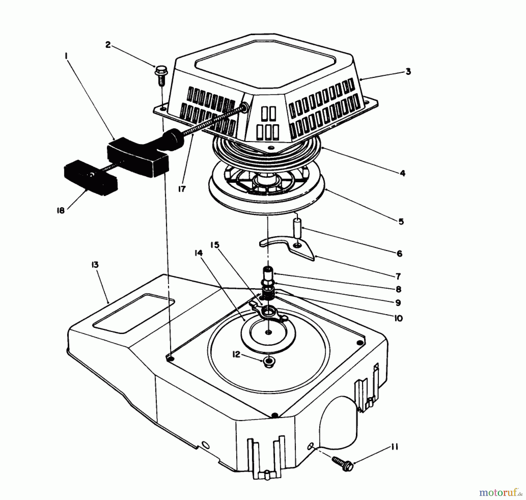  Toro Neu Mowers, Walk-Behind Seite 1 20624C - Toro Lawnmower, 1988 (8000001-8999999) RECOIL ASSEMBLY (MODEL NO. VMH7)