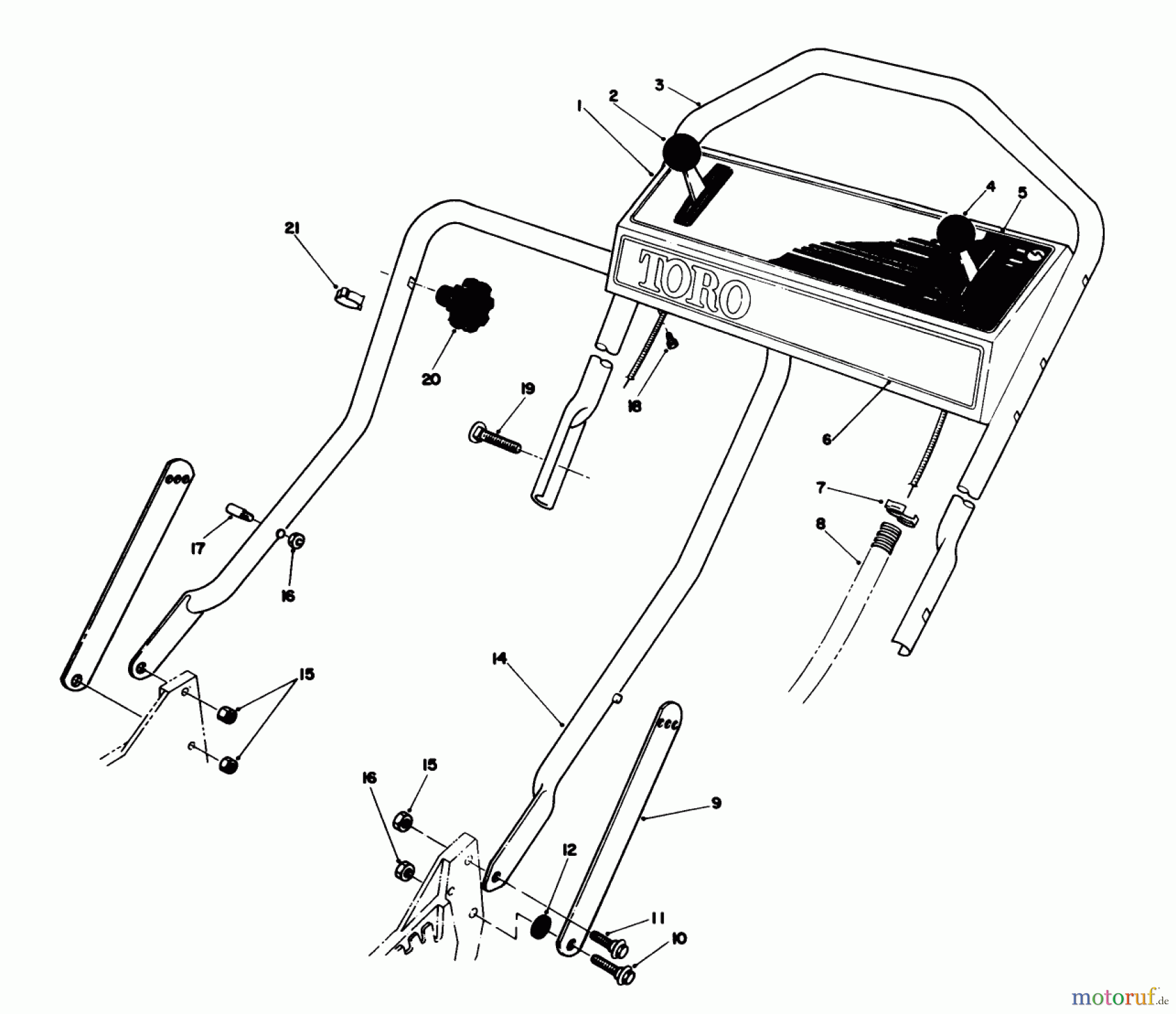  Toro Neu Mowers, Walk-Behind Seite 1 20627C - Toro Lawnmower, 1988 (8000001-8999999) HANDLE ASSEMBLY