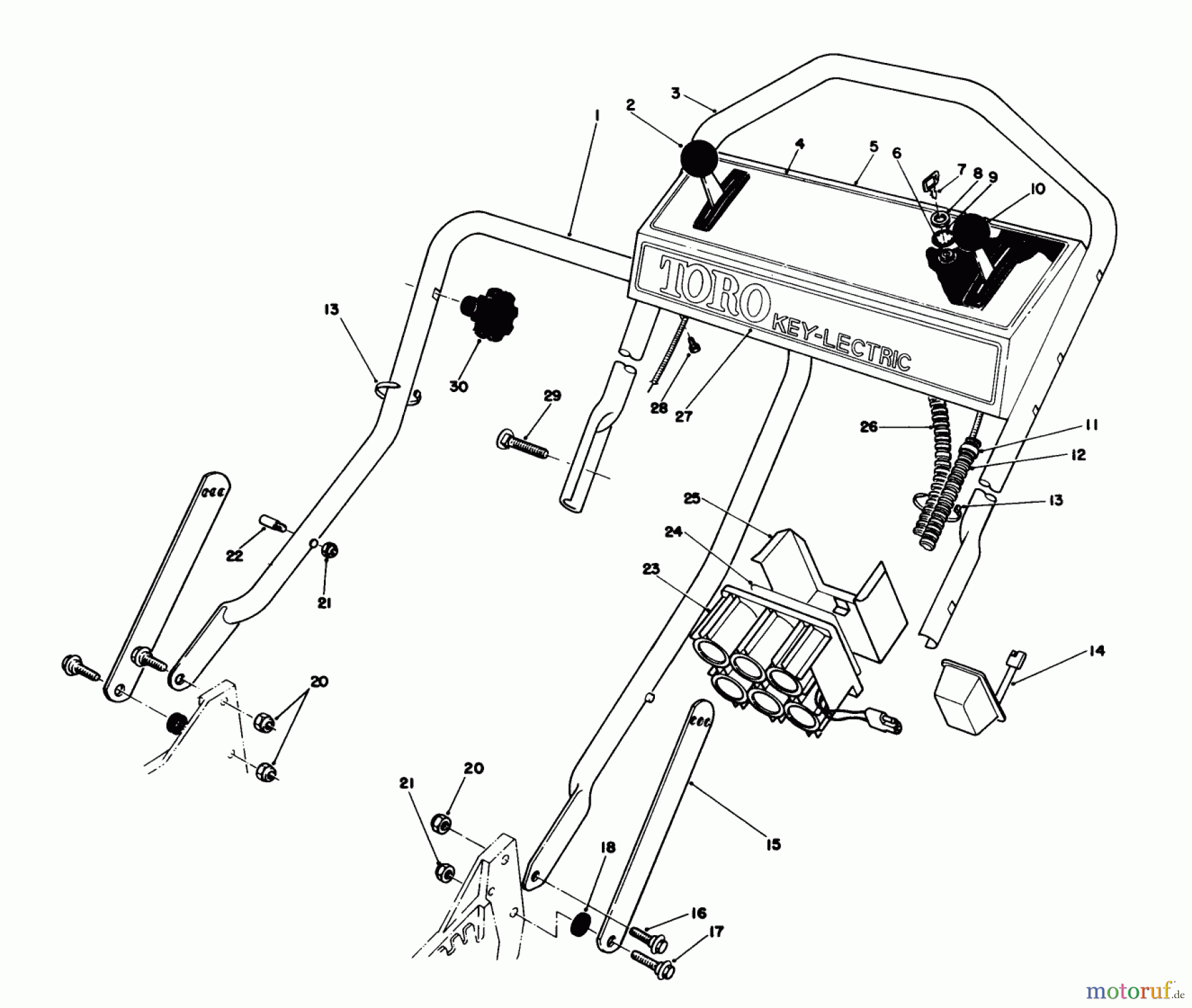  Toro Neu Mowers, Walk-Behind Seite 1 20628C - Toro Lawnmower, 1988 (8000001-8999999) HANDLE ASSEMBLY