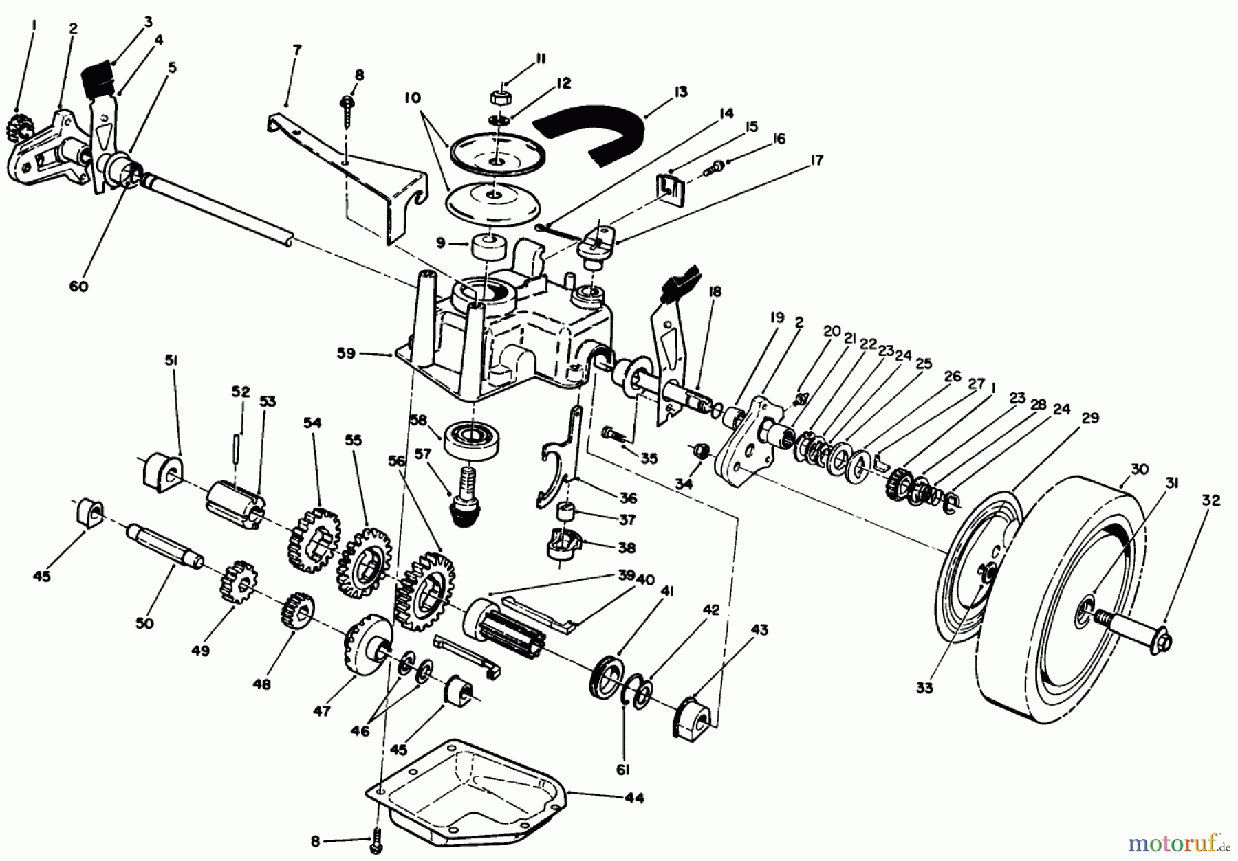  Toro Neu Mowers, Walk-Behind Seite 1 20631 - Toro Lawnmower, 1989 (9000001-9999999) GEAR CASE ASSEMBLY