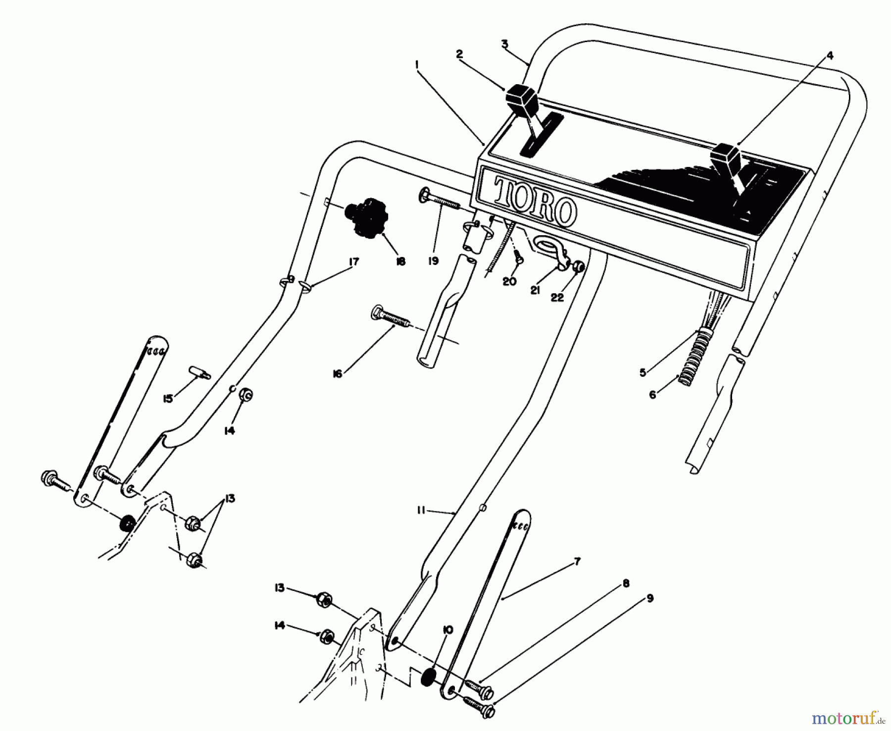  Toro Neu Mowers, Walk-Behind Seite 1 20631 - Toro Lawnmower, 1989 (9000001-9999999) HANDLE ASSEMBLY