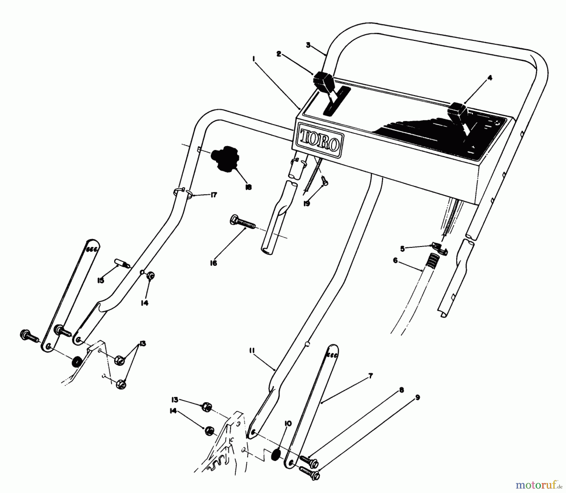  Toro Neu Mowers, Walk-Behind Seite 1 20632 - Toro Lawnmower, 1989 (9000001-9999999) HANDLE ASSEMBLY