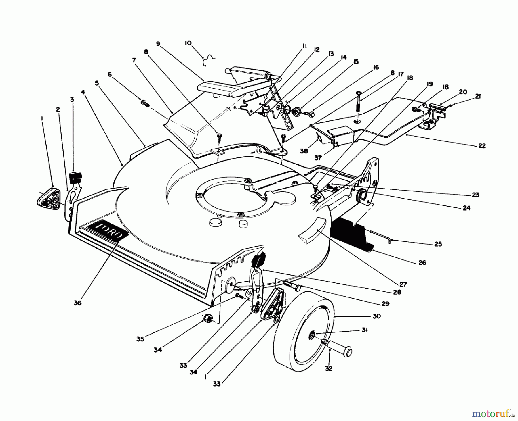  Toro Neu Mowers, Walk-Behind Seite 1 20632 - Toro Lawnmower, 1989 (9000001-9999999) HOUSING ASSEMBLY (USED ON UNITS WITH SERIAL NO. 9003043 AND UP)