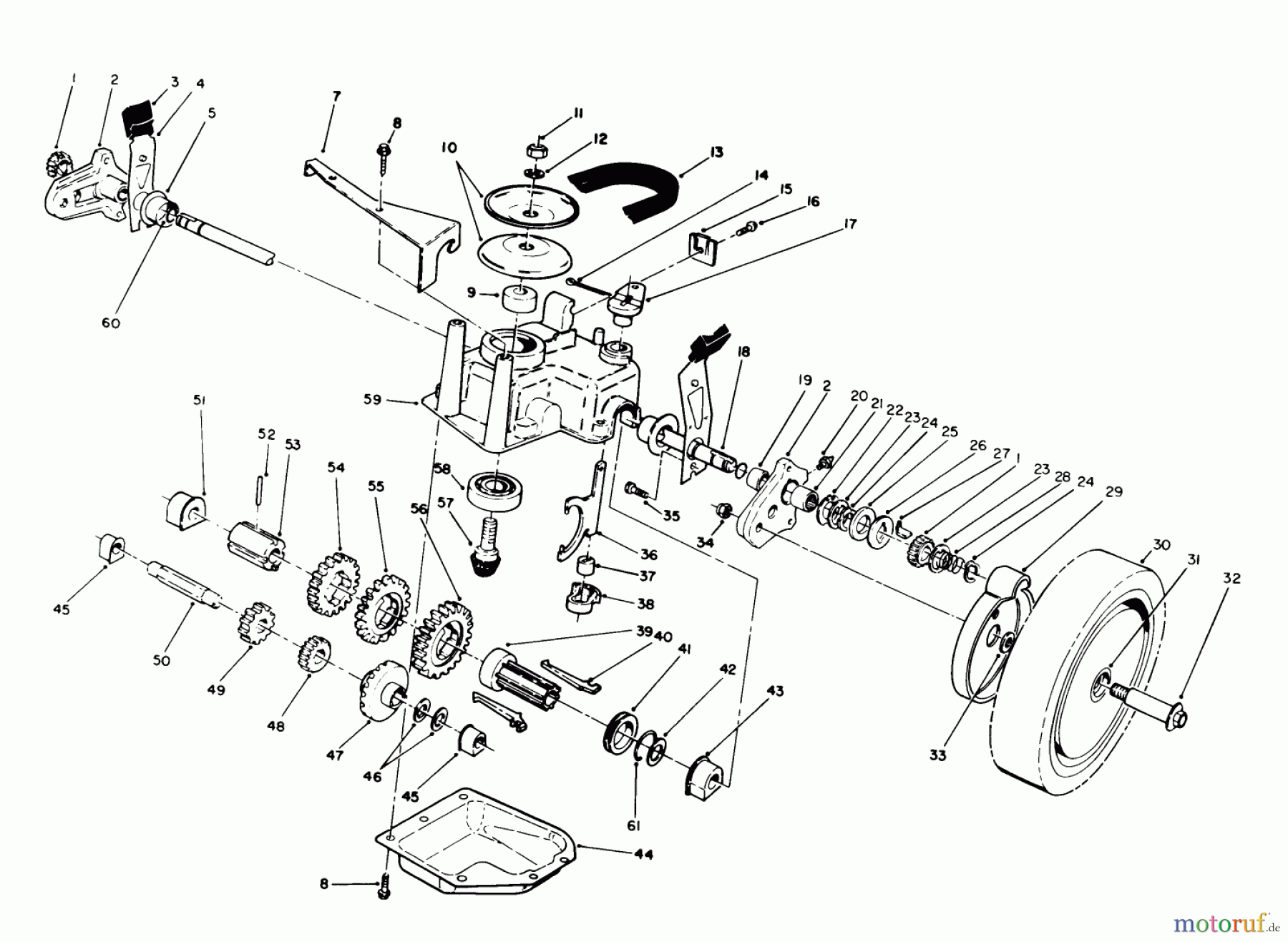  Toro Neu Mowers, Walk-Behind Seite 1 20667 - Toro Lawnmower, 1990 (0000001-0999999) GEAR CASE ASSEMBLY