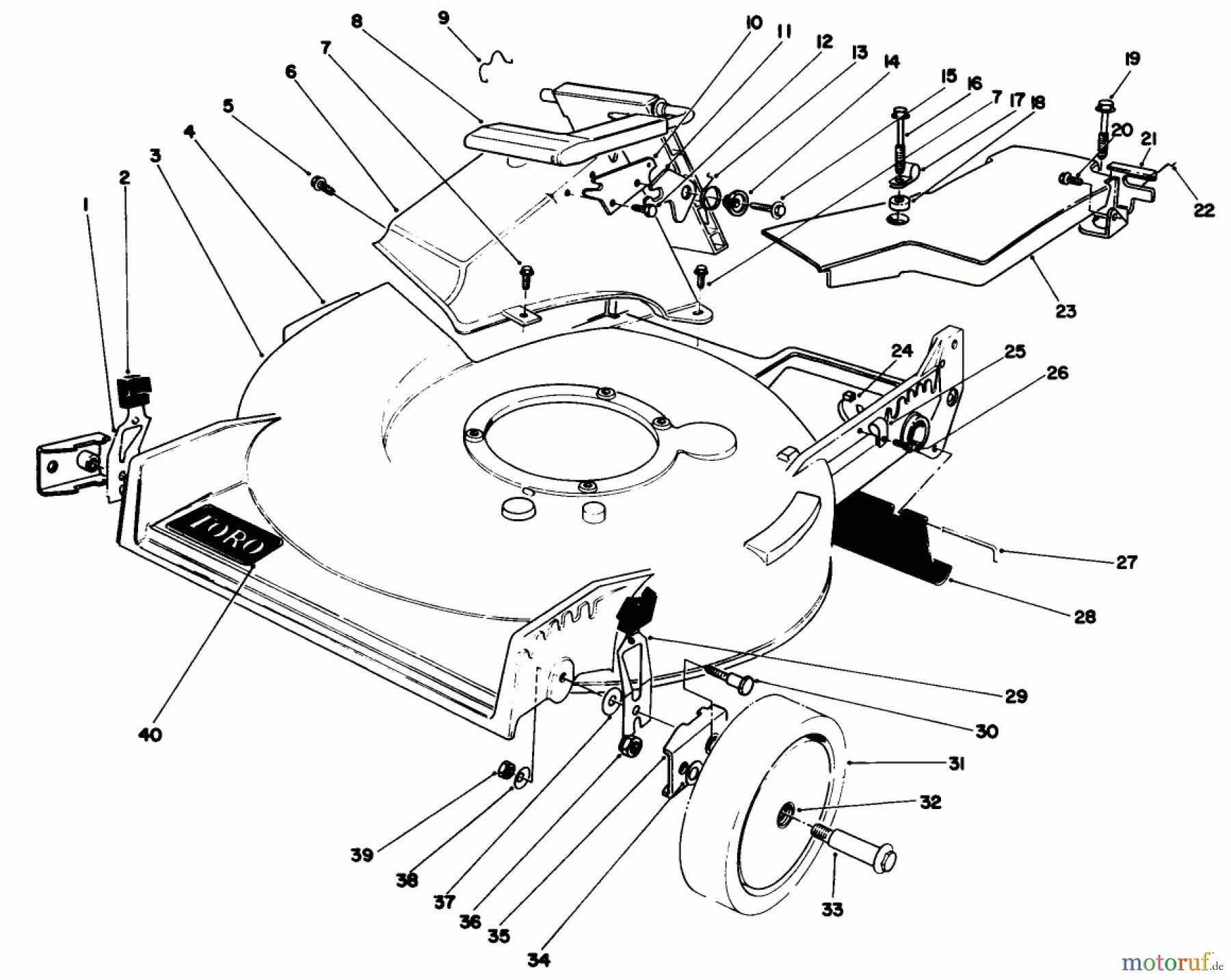  Toro Neu Mowers, Walk-Behind Seite 1 20677 - Toro Lawnmower, 1989 (9000001-9999999) HOUSING ASSEMBLY (SERIAL NO. 9000101-9003507)