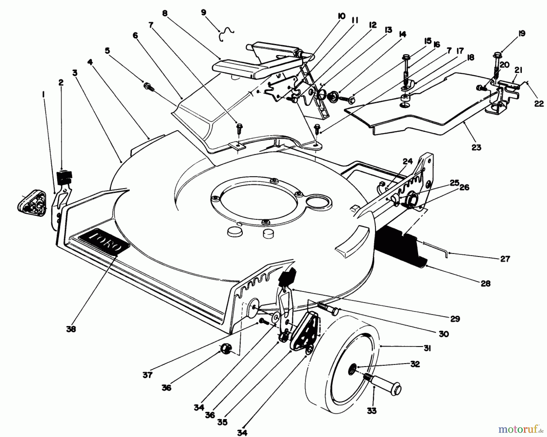  Toro Neu Mowers, Walk-Behind Seite 1 20671 - Toro Lawnmower, 1989 (9000001-9999999) HOUSING ASSEMBLY (SERIAL NO. 9003508 9099999)