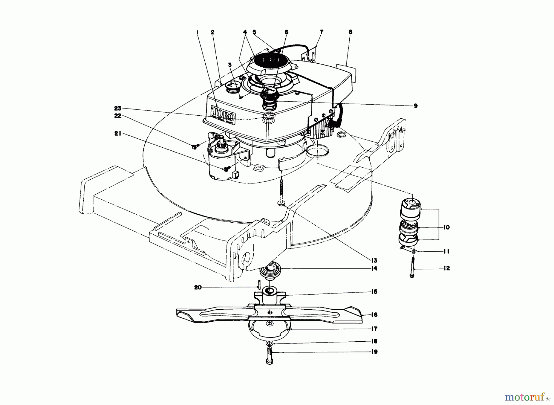  Toro Neu Mowers, Walk-Behind Seite 1 20673 - Toro Lawnmower, 1976 (6000001-6999999) ENGINE ASSEMBLY