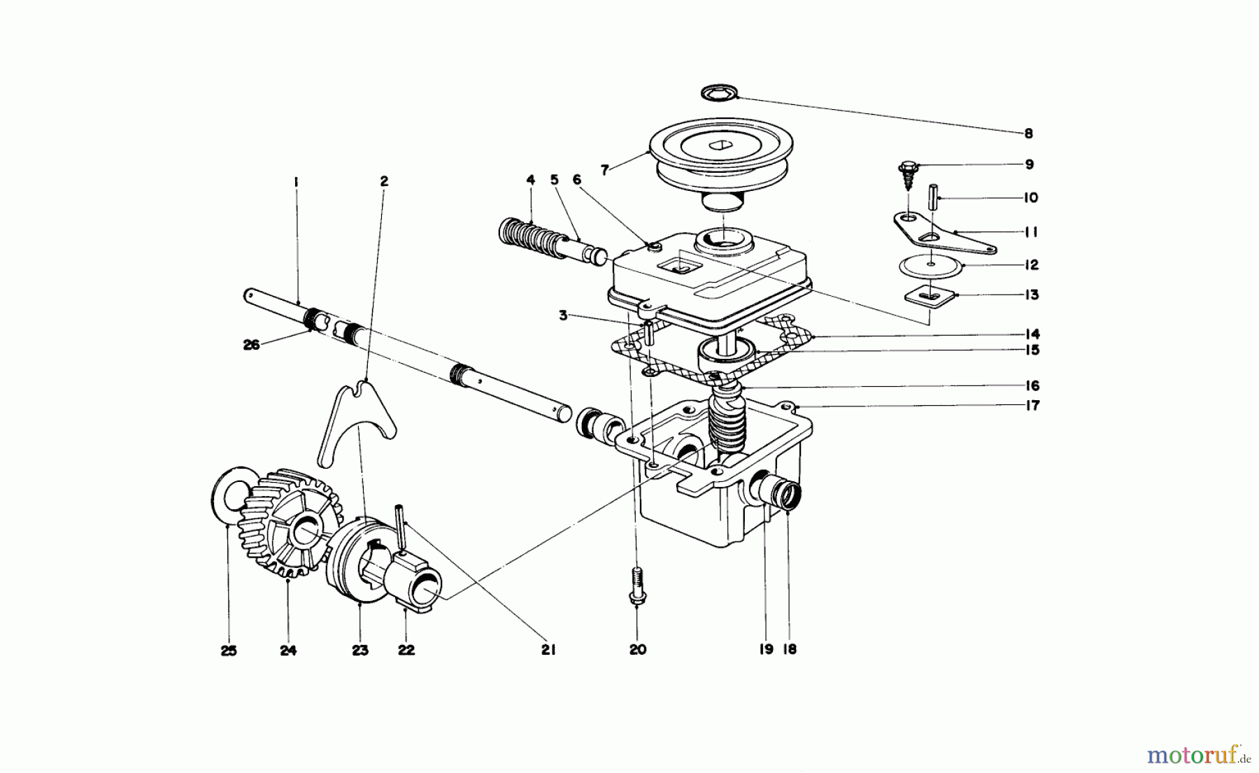  Toro Neu Mowers, Walk-Behind Seite 1 20673 - Toro Lawnmower, 1976 (6000001-6999999) GEAR CASE ASSEMBLY