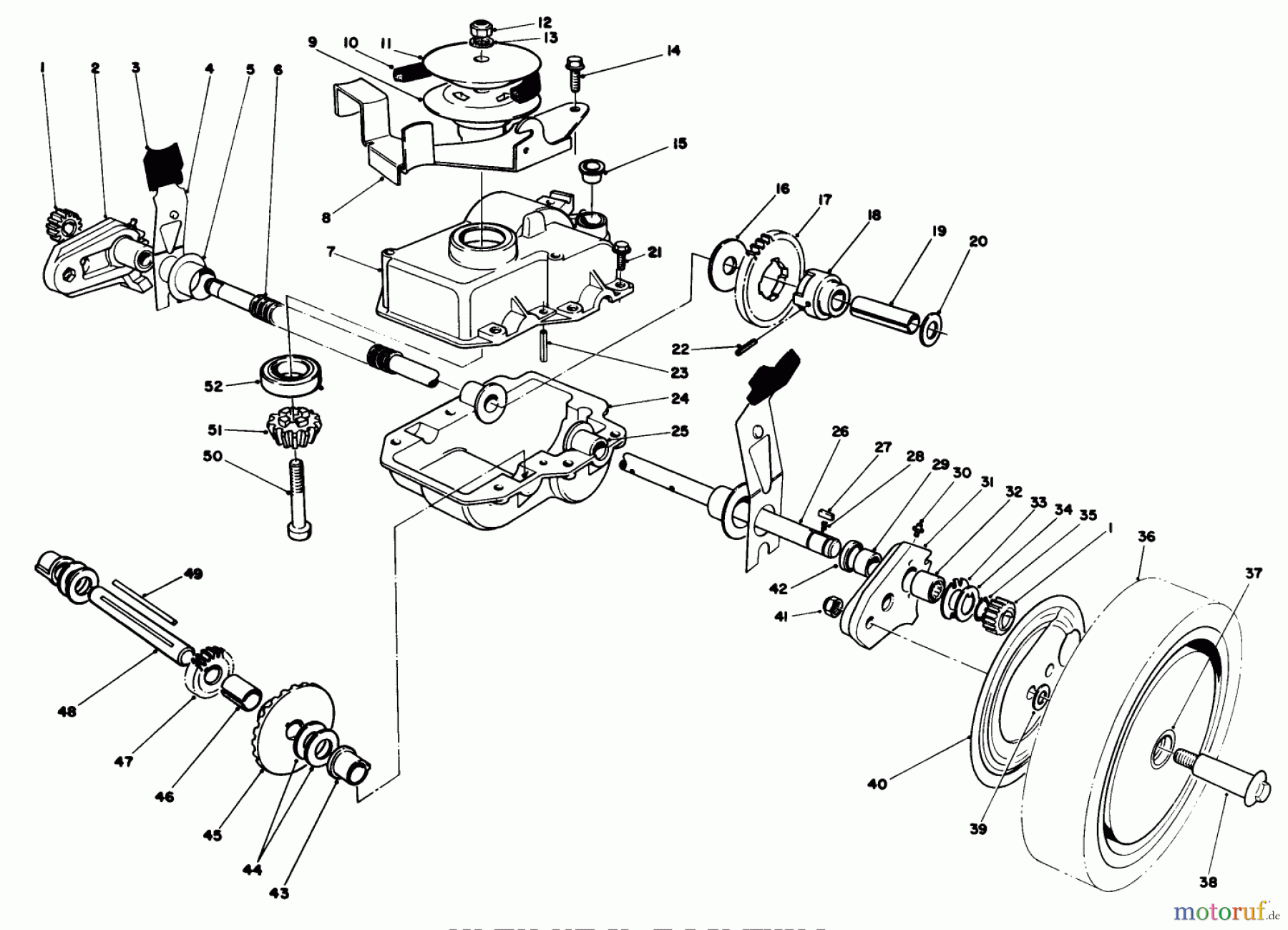  Toro Neu Mowers, Walk-Behind Seite 1 20675 - Toro Lawnmower, 1986 (6000001-6999999) GEAR CASE ASSEMBLY (USED ON UNITS WITH SERIAL NO. 6000101-6001100)