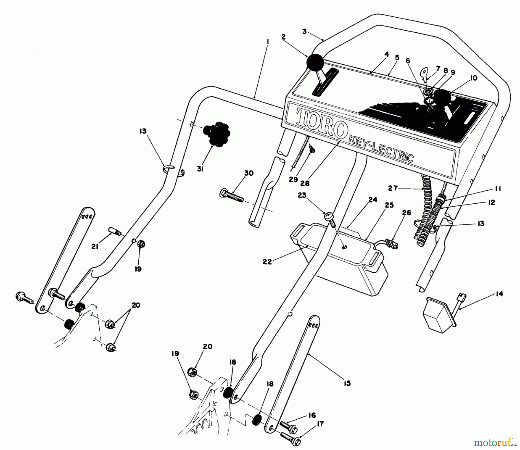  Toro Neu Mowers, Walk-Behind Seite 1 20676 - Toro Lawnmower, 1985 (5000001-5999999) HANDLE ASSEMBLY