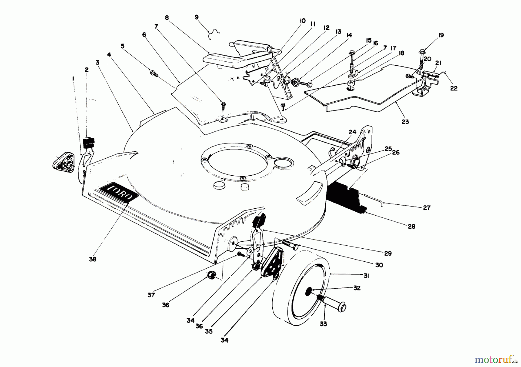  Toro Neu Mowers, Walk-Behind Seite 1 20677 - Toro Lawnmower, 1990 (0002102-0999999) HOUSING ASSEMBLY