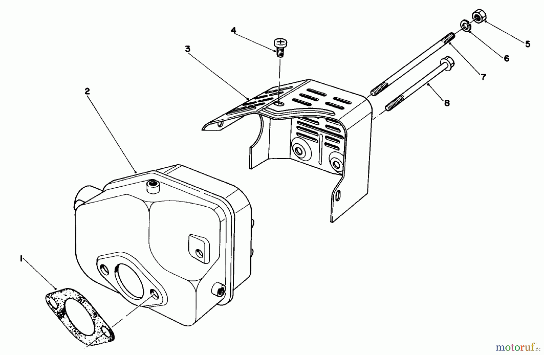  Toro Neu Mowers, Walk-Behind Seite 1 20680 - Toro Lawnmower, 1983 (3000001-3999999) MUFFLER ASSEMBLY