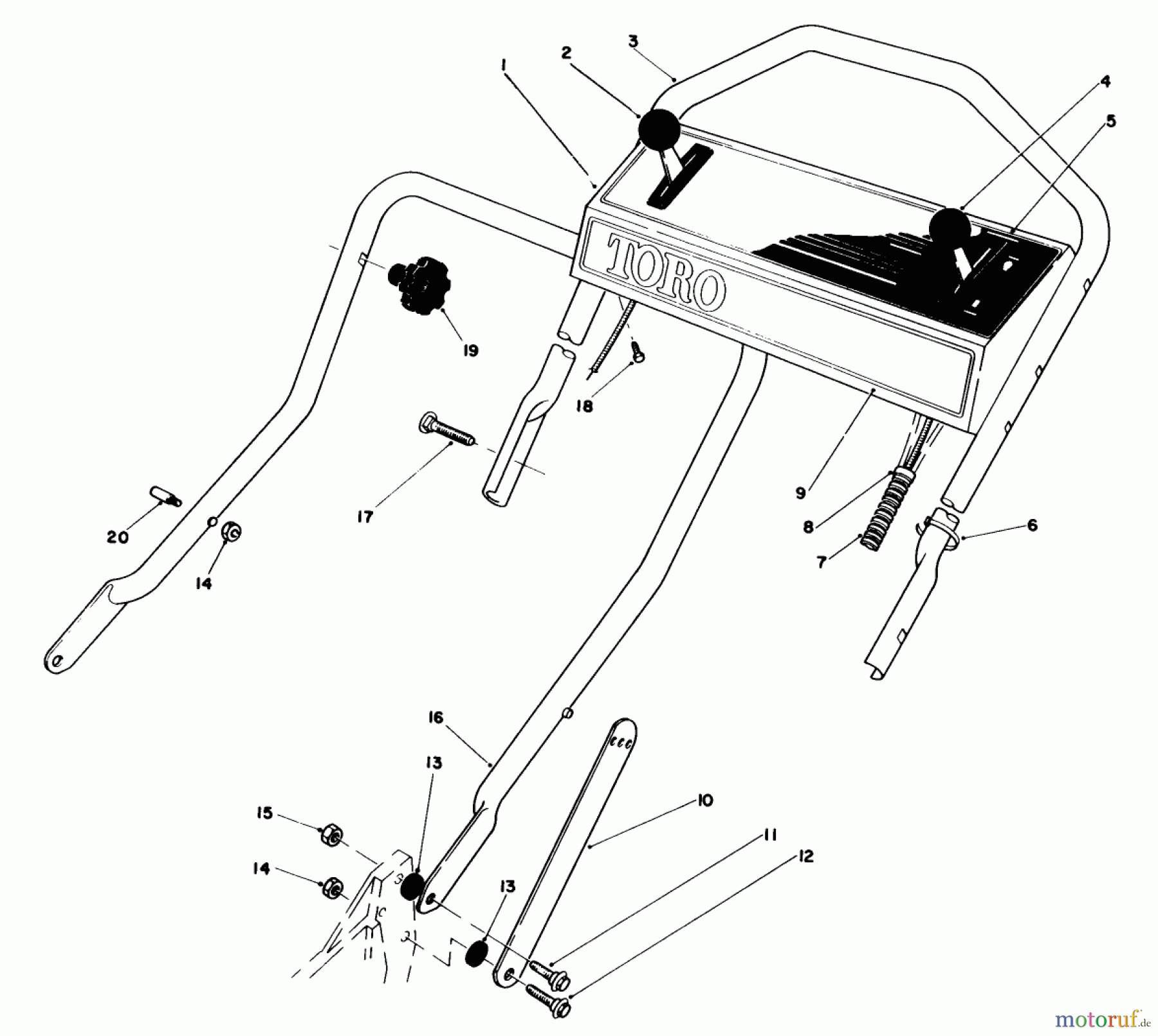  Toro Neu Mowers, Walk-Behind Seite 1 20680 - Toro Lawnmower, 1984 (4000001-4999999) HANDLE ASSEMBLY