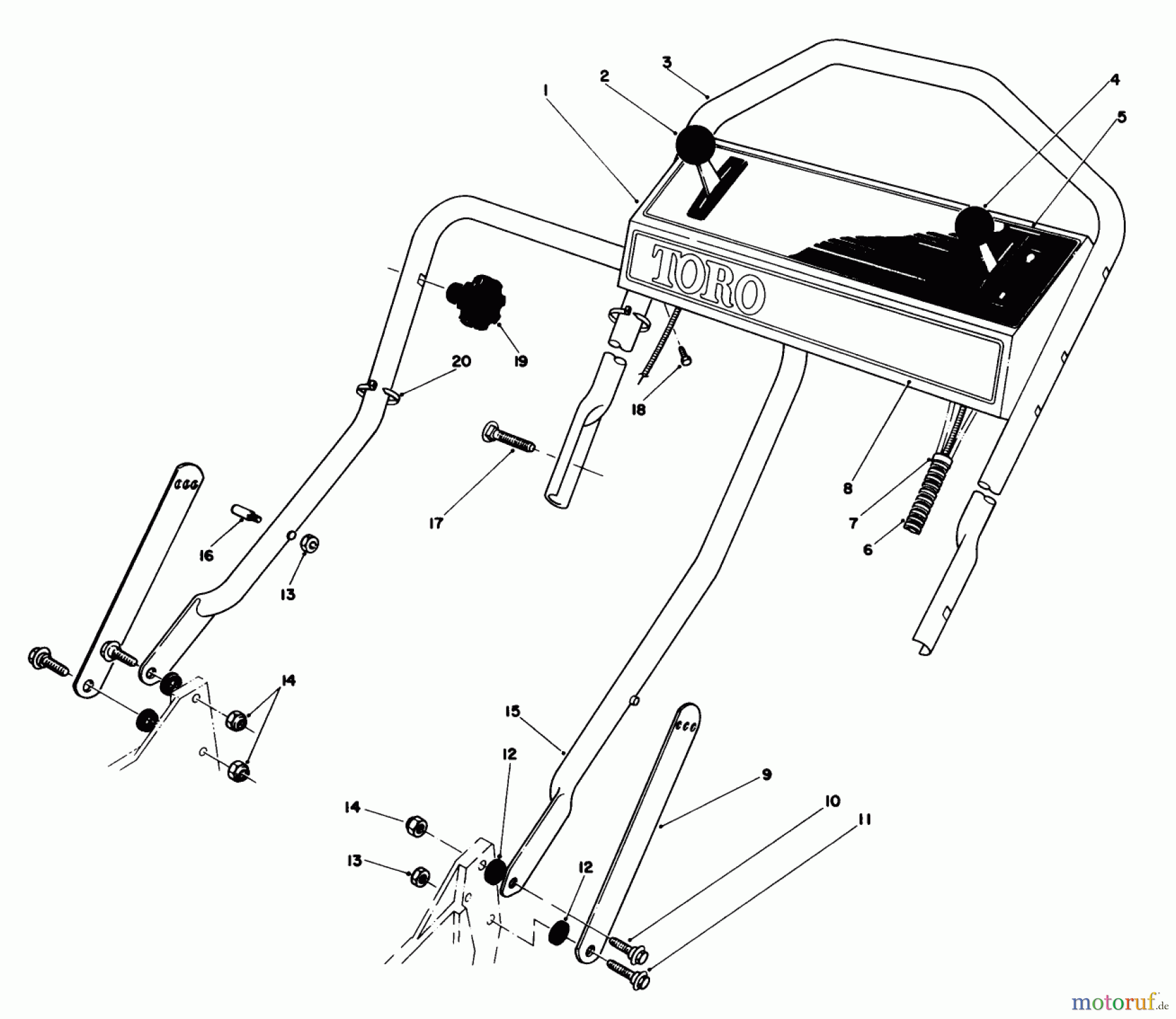  Toro Neu Mowers, Walk-Behind Seite 1 20680 - Toro Lawnmower, 1985 (5000001-5999999) HANDLE ASSEMBLY