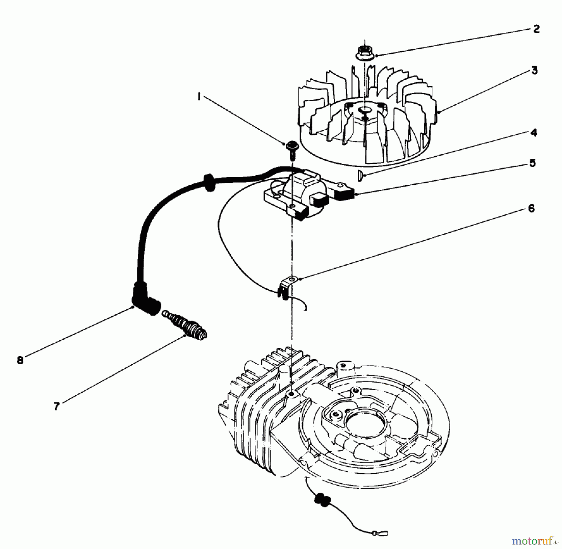  Toro Neu Mowers, Walk-Behind Seite 1 20684 - Toro Lawnmower, 1986 (6000001-6999999) FLYWHEEL & MAGNETO ASSEMBLY 47PE-4 (USED ON UNITS WITH SERIAL NO. 6000101-6002200)