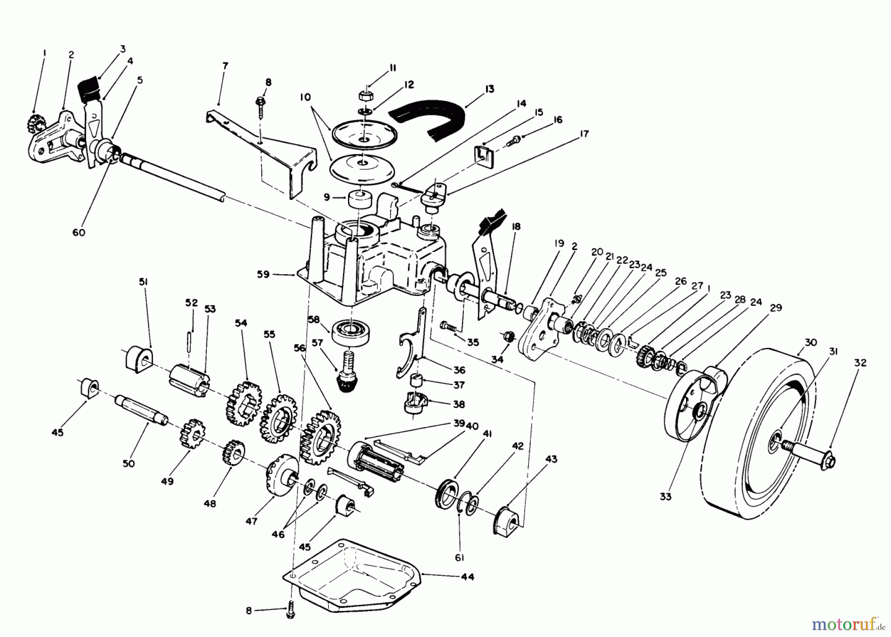  Toro Neu Mowers, Walk-Behind Seite 1 20692 - Toro Lawnmower, 1990 (0000001-0999999) GEAR CASE ASSEMBLY