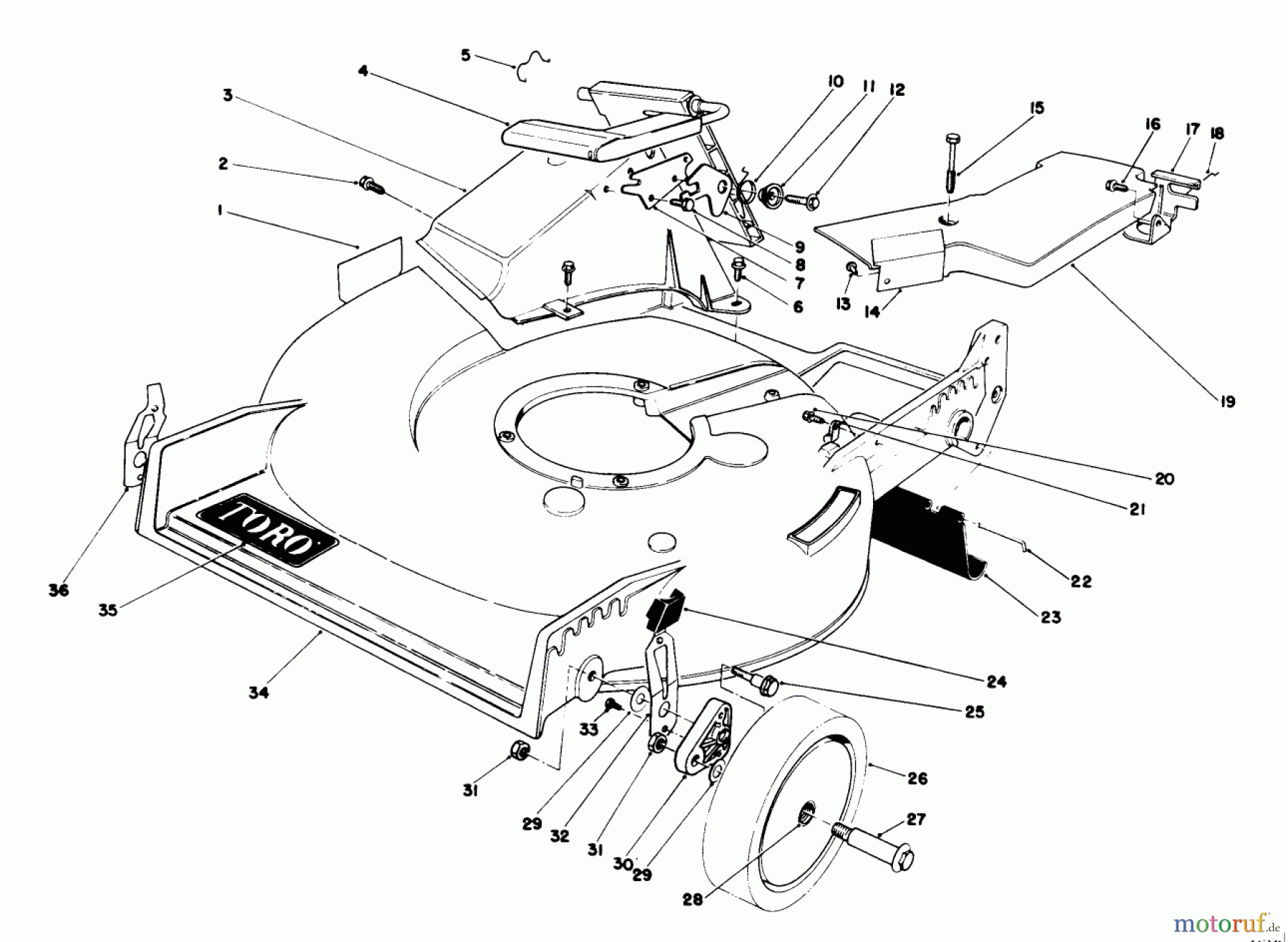  Toro Neu Mowers, Walk-Behind Seite 1 20692 - Toro Lawnmower, 1990 (0000001-0999999) HOUSING ASSEMBLY