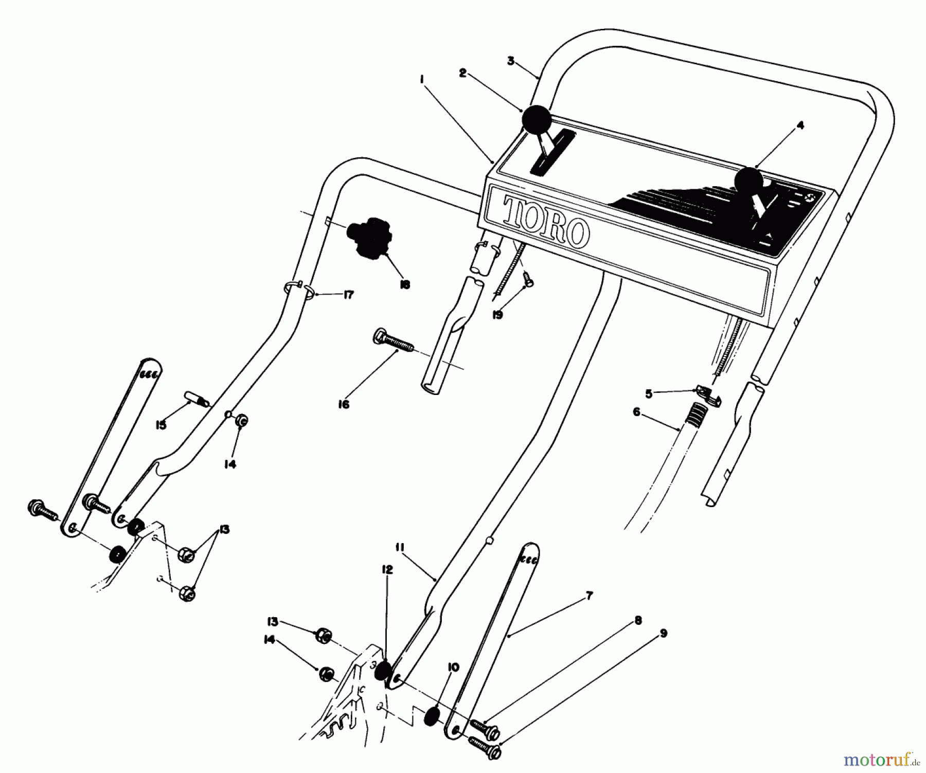  Toro Neu Mowers, Walk-Behind Seite 1 20695 - Toro Lawnmower, 1987 (7000001-7999999) HANDLE ASSEMBLY