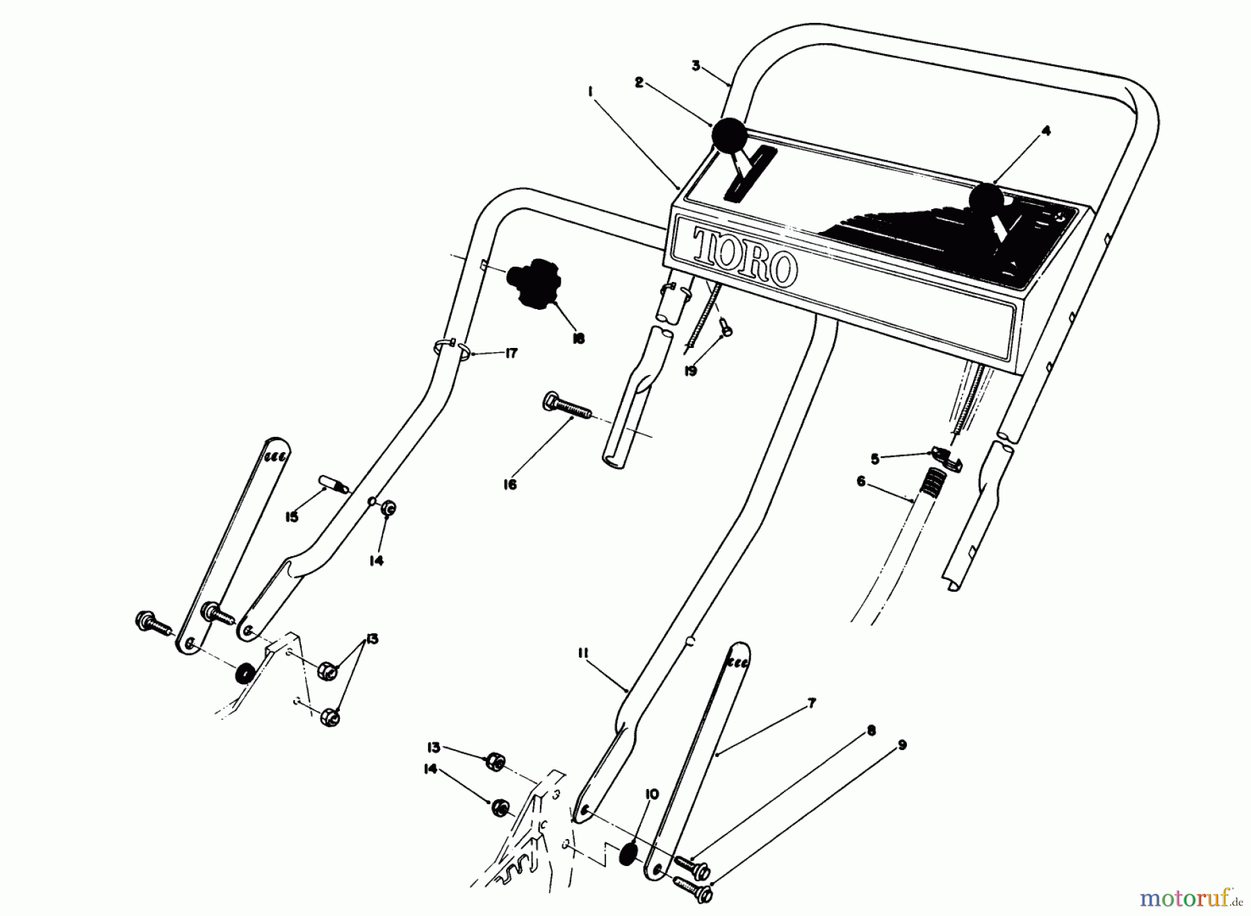  Toro Neu Mowers, Walk-Behind Seite 1 20695 - Toro Lawnmower, 1988 (8000001-8999999) HANDLE ASSEMBLY