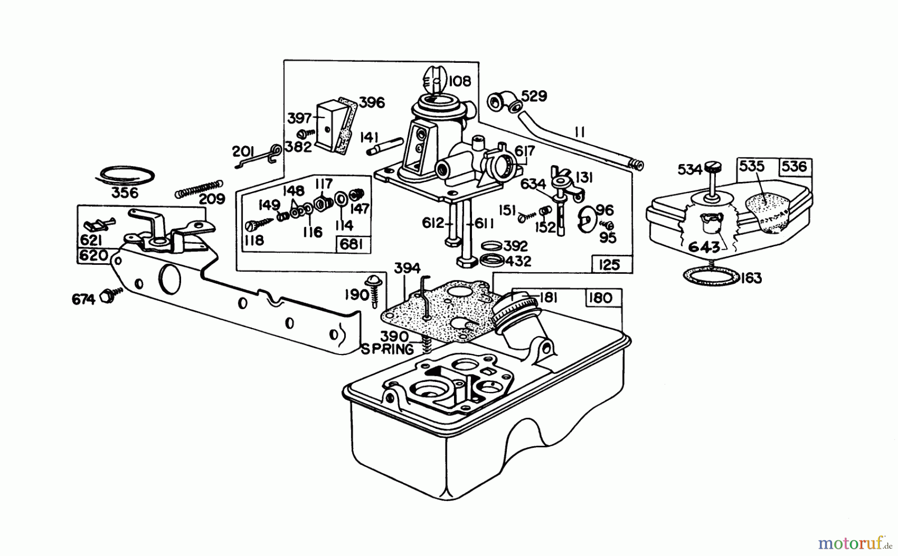  Toro Neu Mowers, Walk-Behind Seite 1 20698 - Toro Lawnmower, 1979 (9000001-9999999) CARBURETOR ASSEMBLY BRIGGS & STRATTON MODEL NO. 92908-1934-01