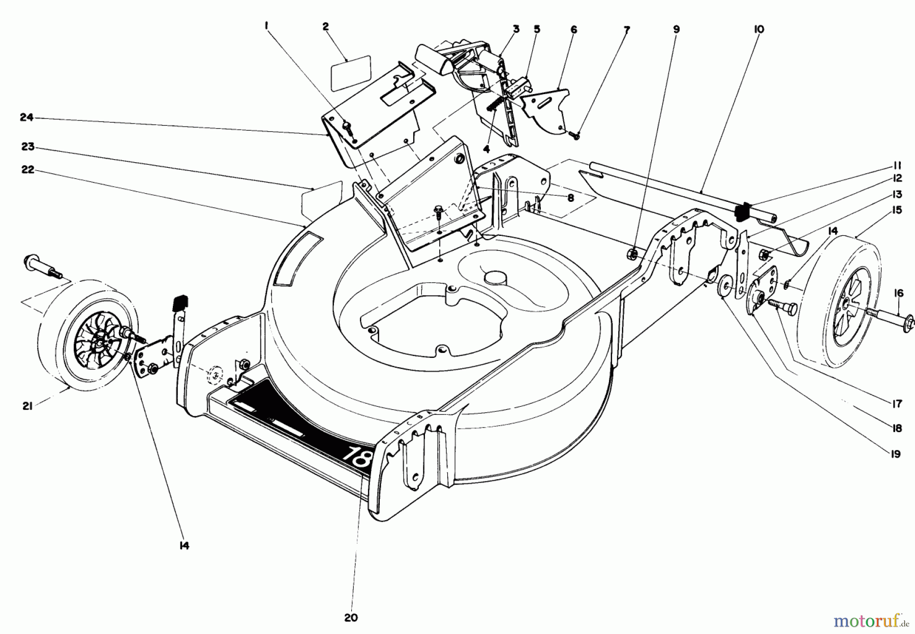  Toro Neu Mowers, Walk-Behind Seite 1 20698 - Toro Lawnmower, 1982 (2000001-2999999) HOUSING ASSEMBLY