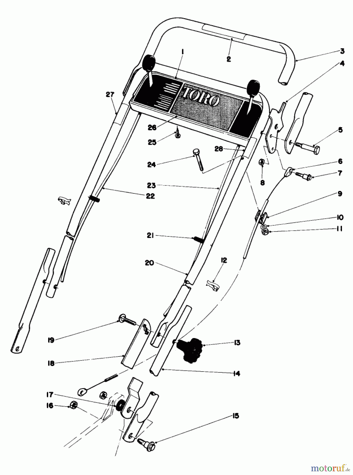  Toro Neu Mowers, Walk-Behind Seite 1 20705 - Toro Lawnmower, 1979 (9000001-9999999) HANDLE ASSEMBLY