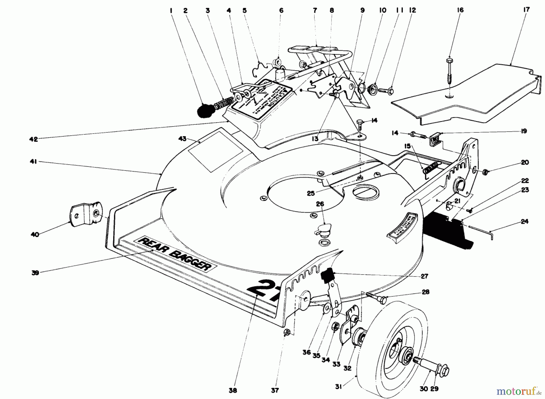  Toro Neu Mowers, Walk-Behind Seite 1 20715 - Toro Lawnmower, 1980 (0000001-0999999) HOUSING ASSEMBLY