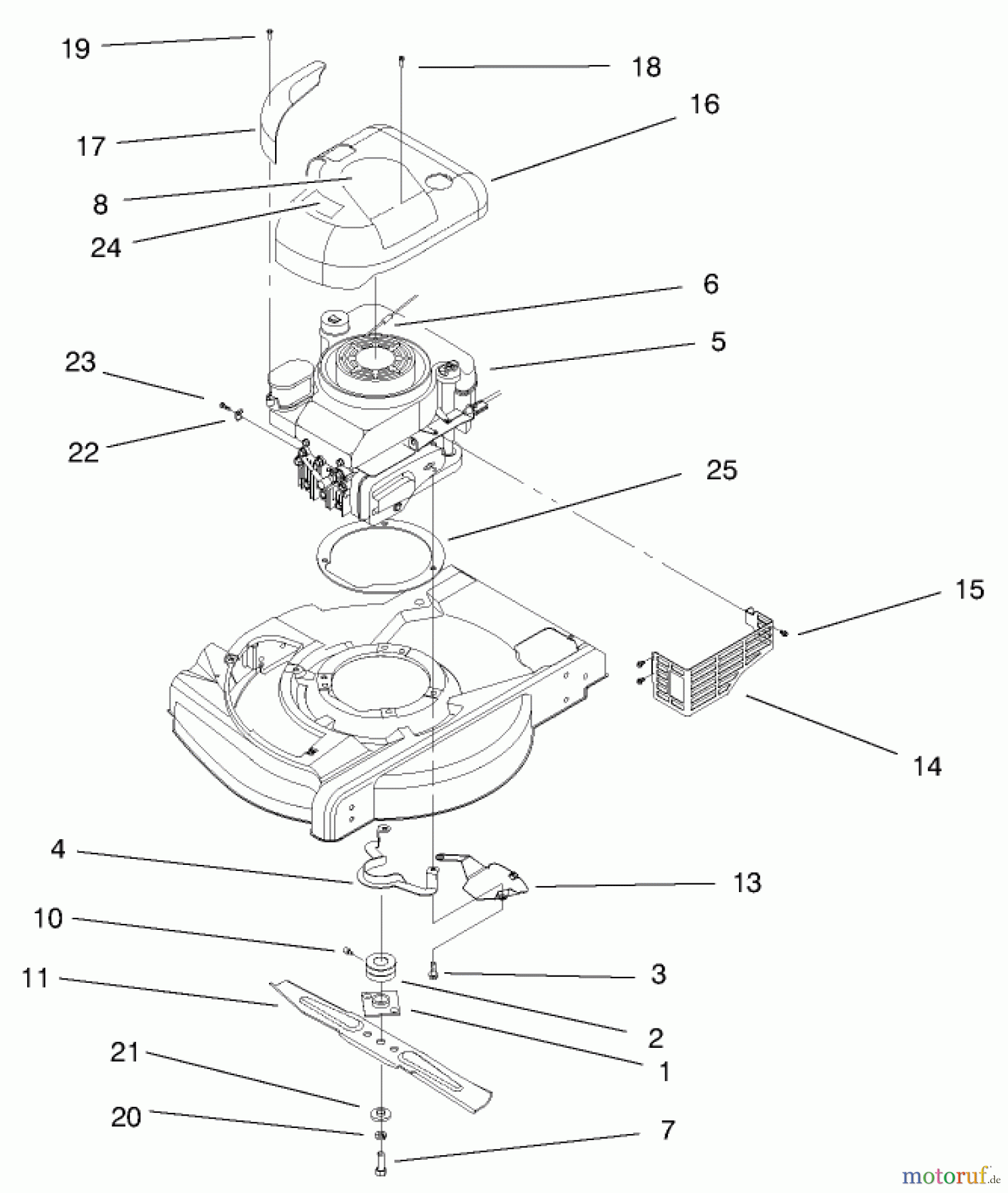  Toro Neu Mowers, Walk-Behind Seite 1 20716 - Toro Side Discharge Mower, 1999 (9900001-9999999) ENGINE ASSEMBLY