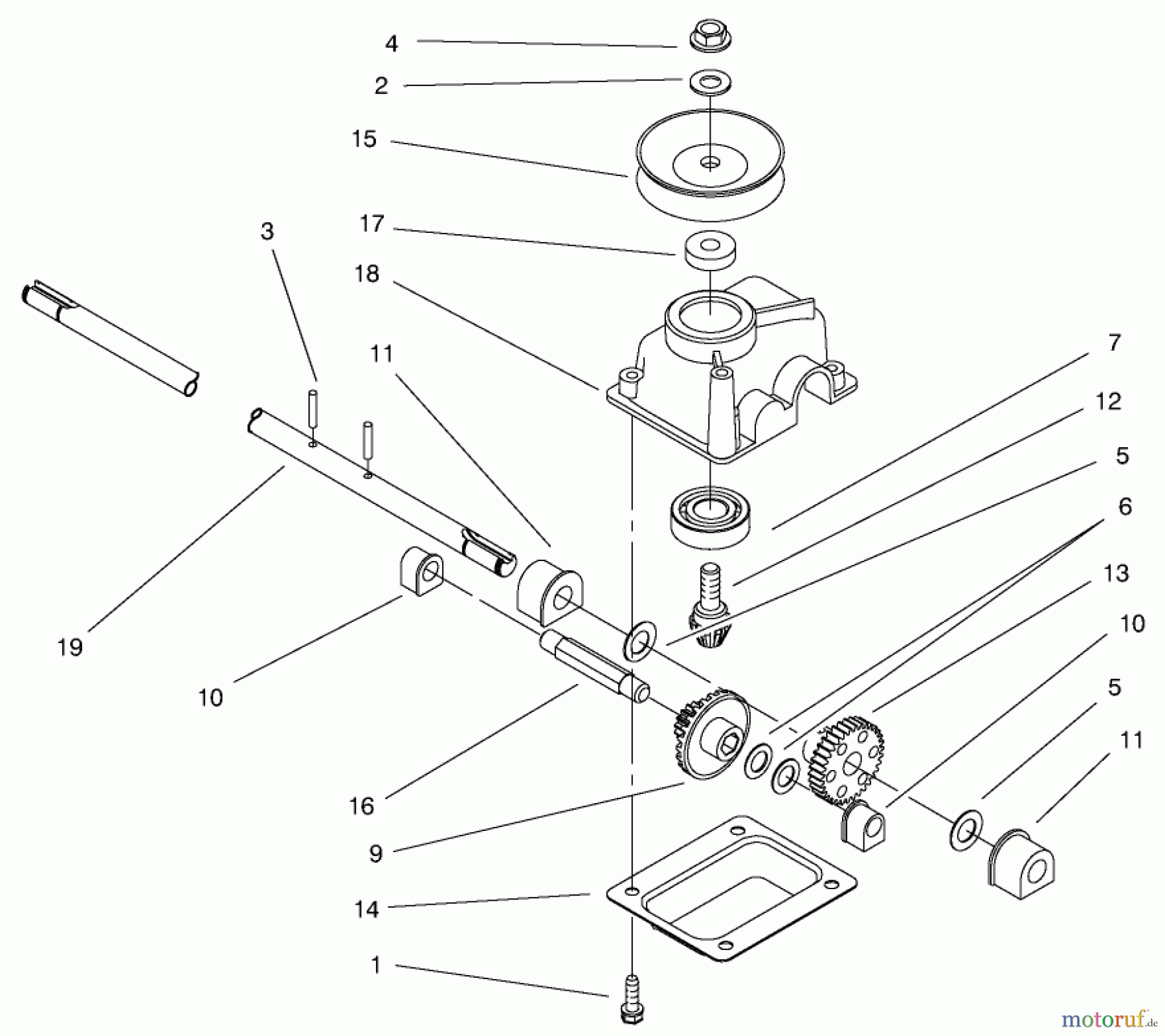  Toro Neu Mowers, Walk-Behind Seite 1 20716 - Toro Side Discharge Mower, 1999 (9900001-9999999) GEAR CASE ASSEMBLY