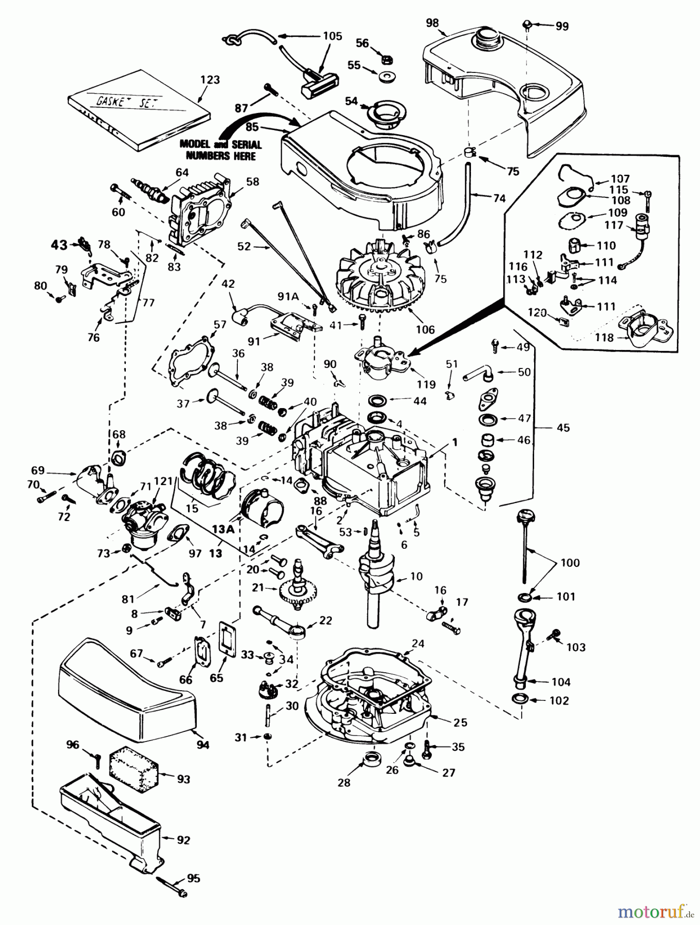  Toro Neu Mowers, Walk-Behind Seite 1 20720 - Toro Lawnmower, 1981 (1000001-1999999) ENGINE TECUMSEH MODEL NO. TNT 100-10065D