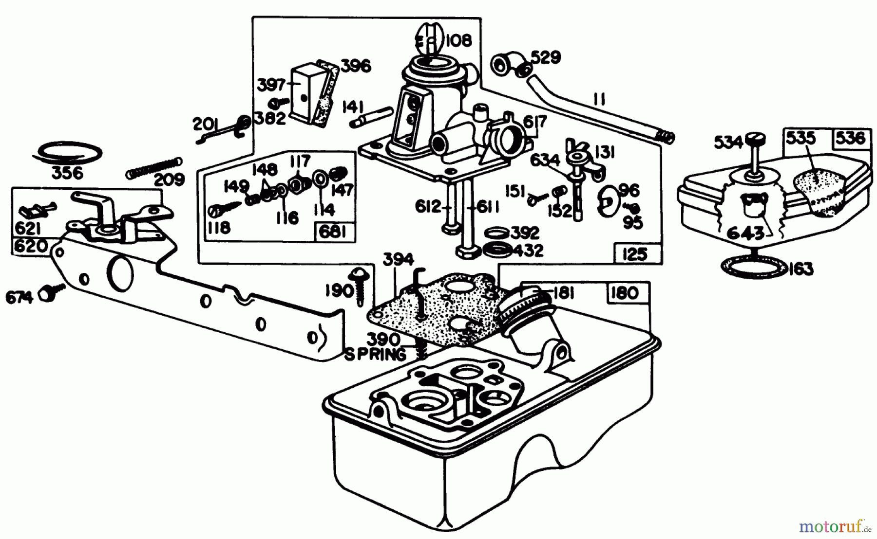  Toro Neu Mowers, Walk-Behind Seite 1 20725 - Toro Lawnmower, 1979 (9000001-9999999) CARBURETOR ASSEMBLY MODEL 92908-1956-02