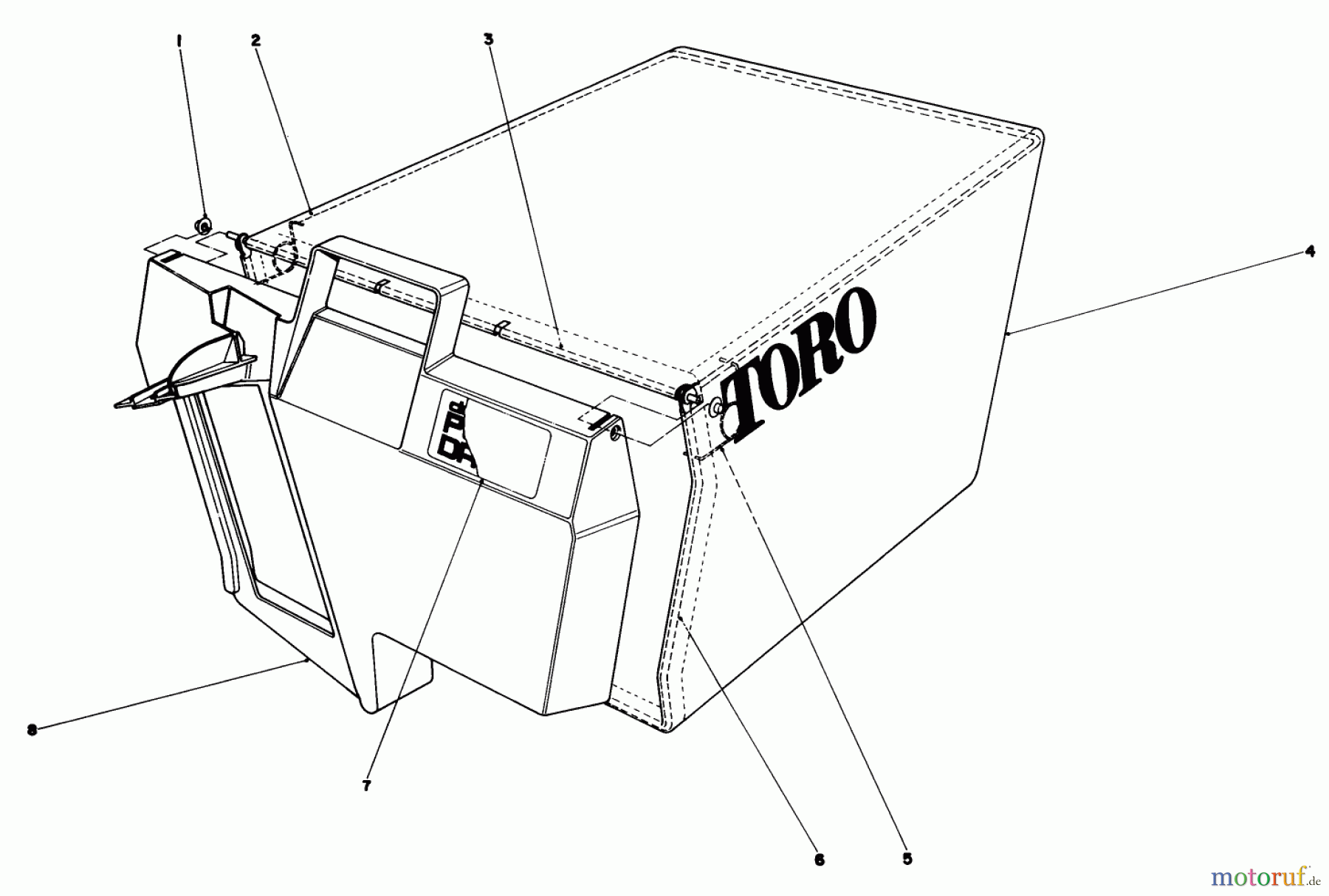  Toro Neu Mowers, Walk-Behind Seite 1 20735 - Toro Lawnmower, 1980 (0000001-0999999) GRASS BAG ASSEMBLY