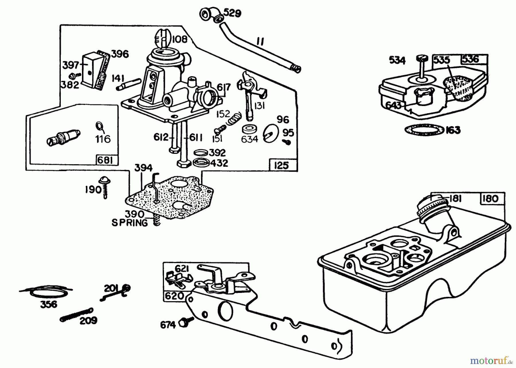  Toro Neu Mowers, Walk-Behind Seite 1 20742 - Toro Lawnmower, 1984 (4000001-4999999) BRIGGS & STRATTON CARBURETOR ASSEMBLY MODEL 92908-5205-01