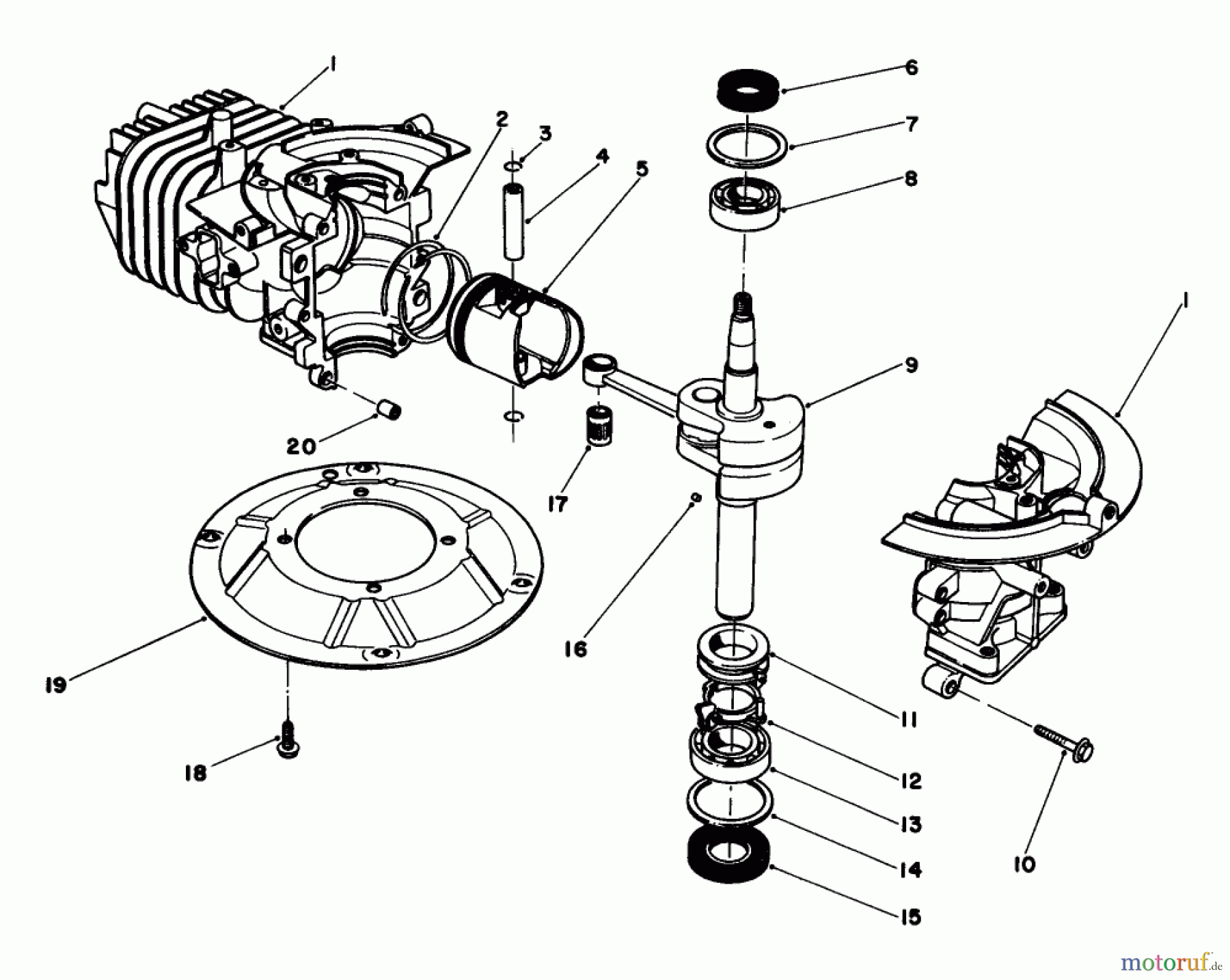  Toro Neu Mowers, Walk-Behind Seite 1 20747 - Toro Lawnmower, 1985 (5000001-5999999) CRANKSHAFT ASSEMBLY