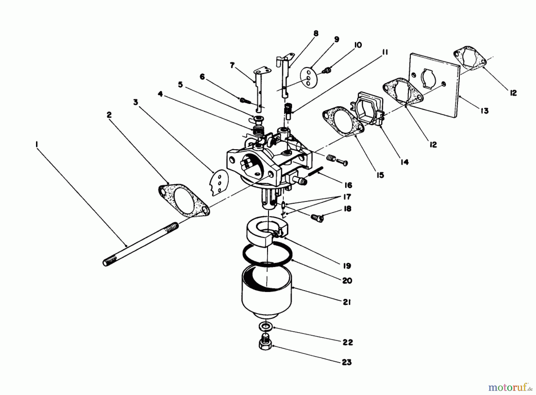  Toro Neu Mowers, Walk-Behind Seite 1 20747C - Toro Lawnmower, 1988 (8000001-8999999) CARBURETOR ASSEMBLY (MODEL NO. 47PG6)