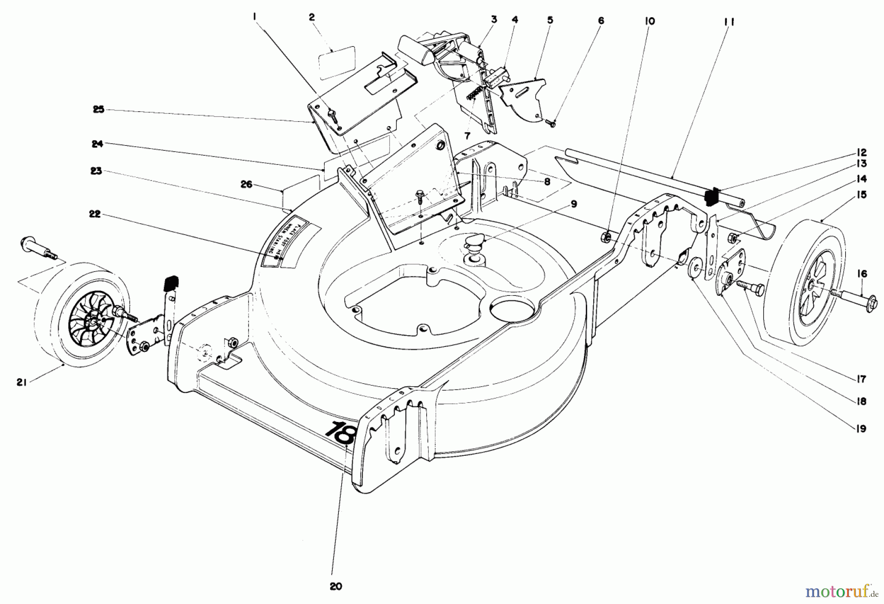  Toro Neu Mowers, Walk-Behind Seite 1 20752 - Toro Lawnmower, 1980 (0000001-0999999) HOUSING ASSEMBLY