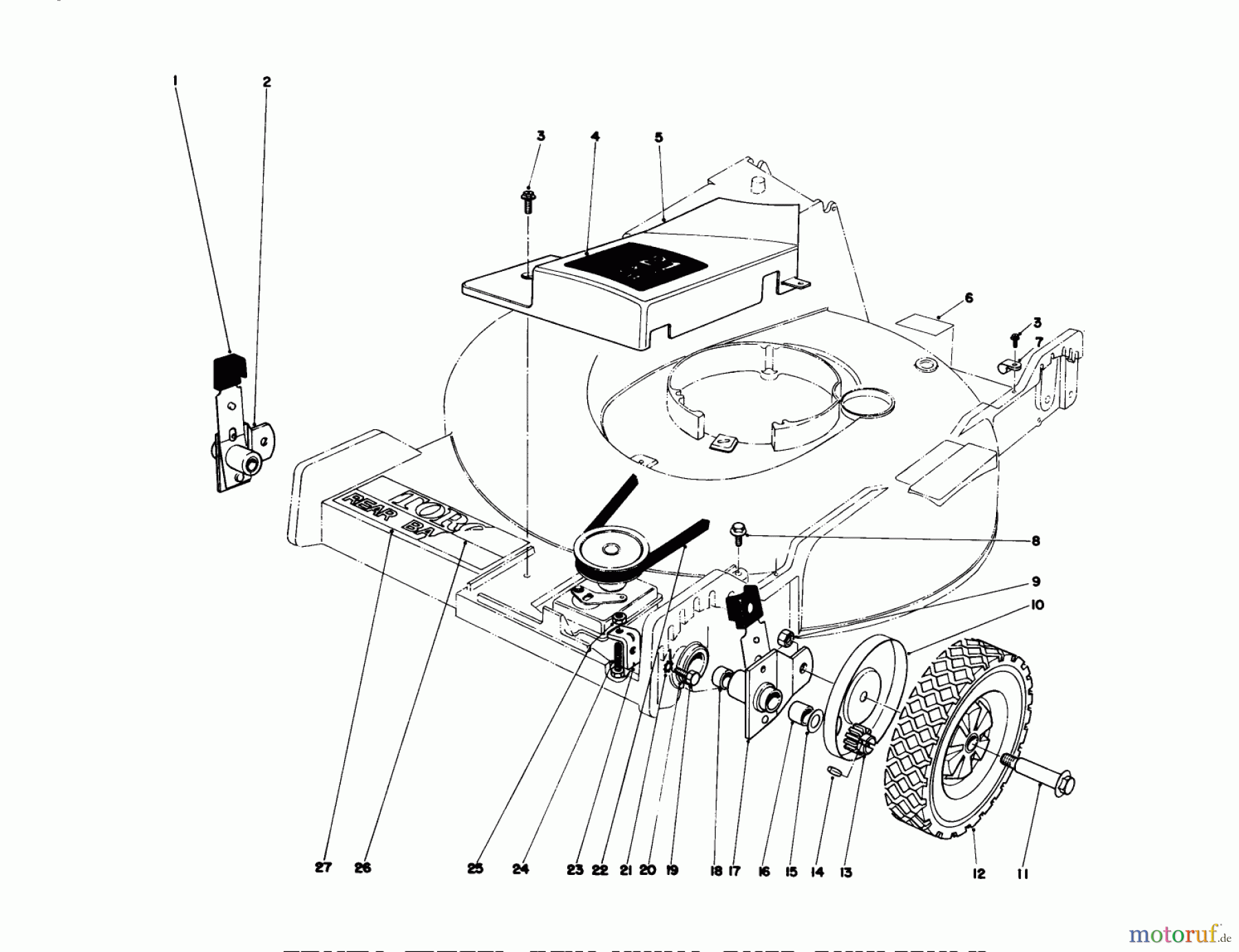  Toro Neu Mowers, Walk-Behind Seite 1 20755 - Toro Lawnmower, 1979 (9000001-9999999) FRONT WHEEL AND PIVOT ARM ASSEMBLY