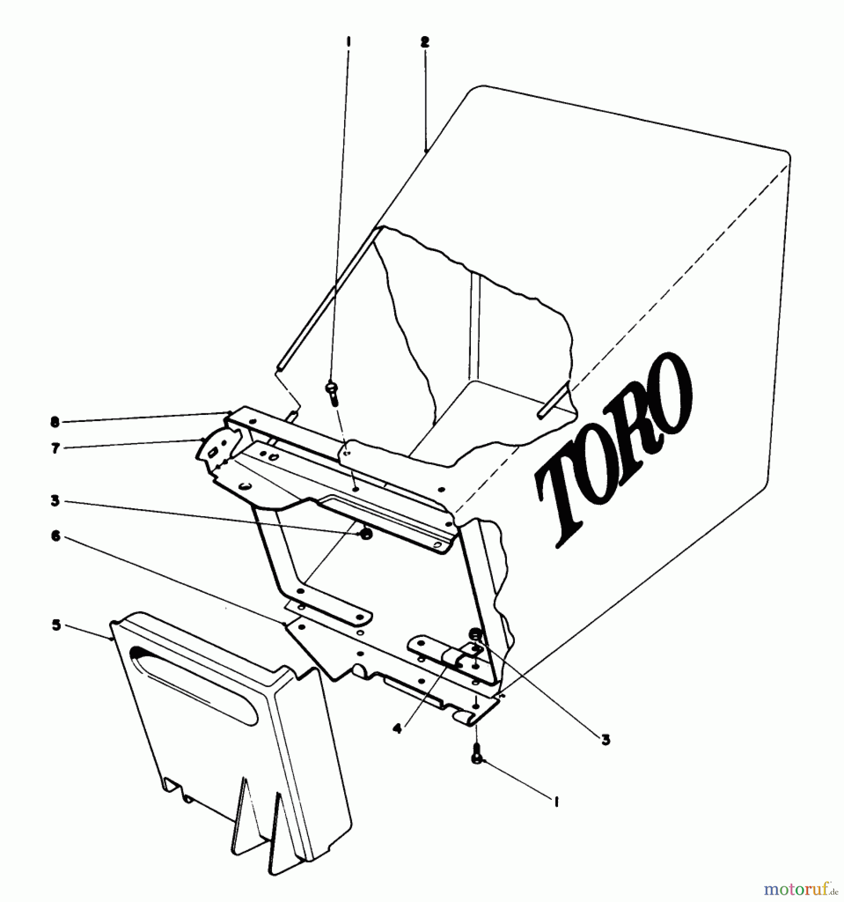  Toro Neu Mowers, Walk-Behind Seite 1 20755 - Toro Lawnmower, 1980 (0000001-0999999) GRASS BAG ASSEMBLY