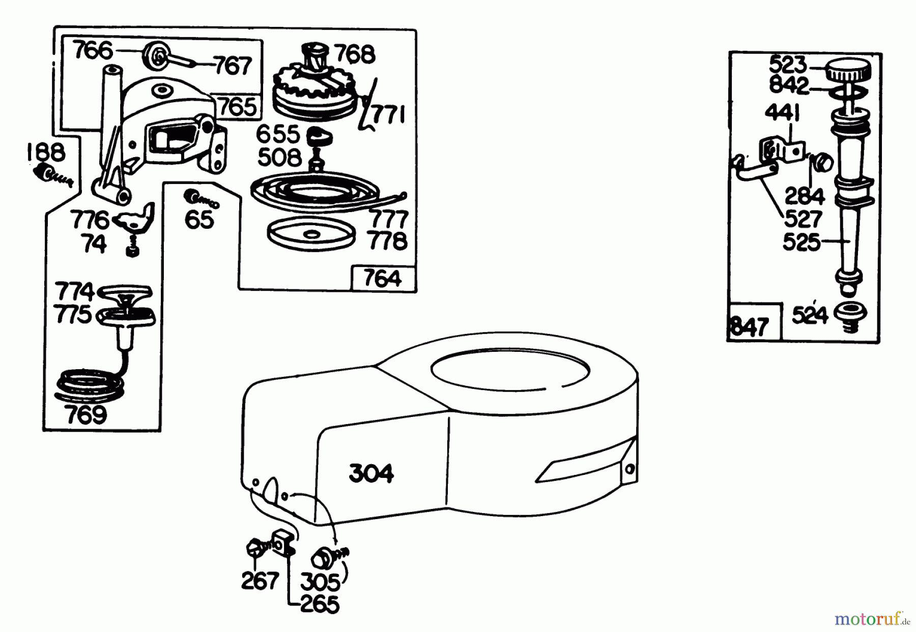  Toro Neu Mowers, Walk-Behind Seite 1 20755 - Toro Lawnmower, 1981 (1000001-1999999) STARTER & SHROUD ASSEMBLY MODEL 92908-1956-01, STARTER & SHROUD ASSEMBLY MODEL 93508-0192-01