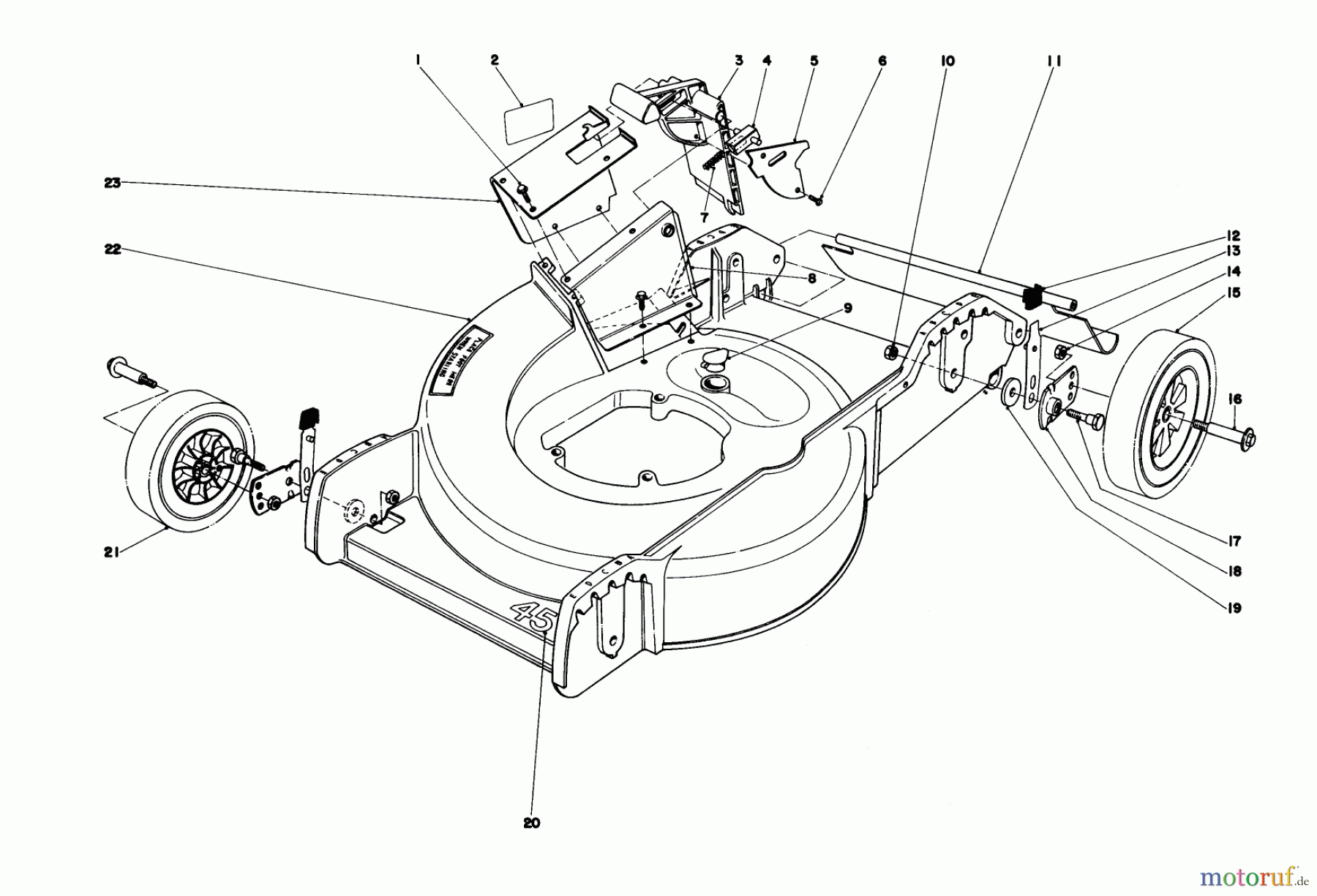  Toro Neu Mowers, Walk-Behind Seite 1 20758 - Toro Lawnmower, 1980 (0000001-0999999) HOUSING ASSEMBLY