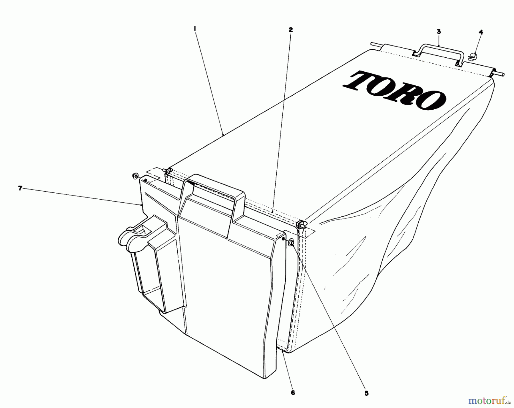  Toro Neu Mowers, Walk-Behind Seite 1 20758 - Toro Lawnmower, 1981 (1000001-1999999) GRASS BAG ASSEMBLY